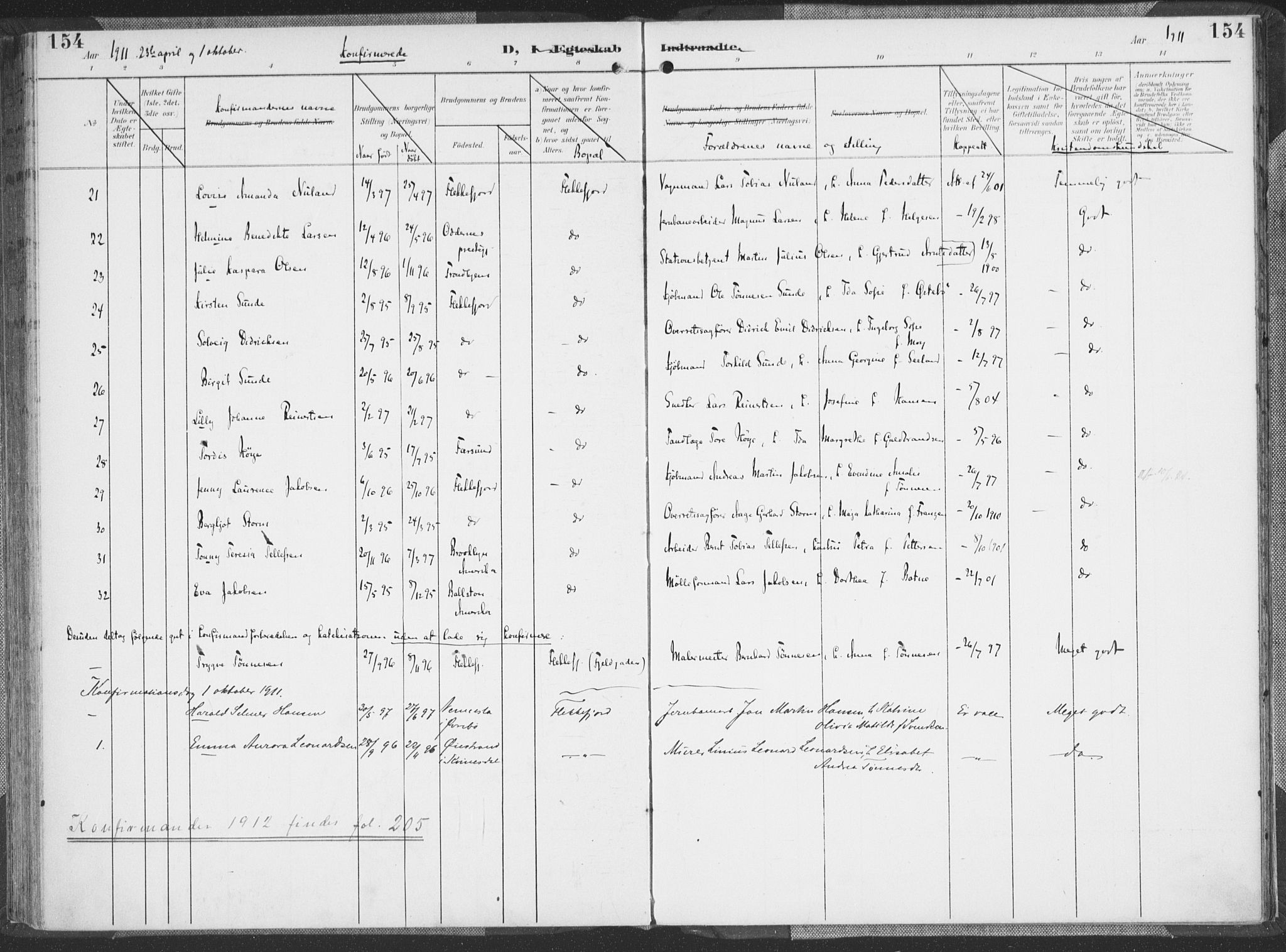 Flekkefjord sokneprestkontor, AV/SAK-1111-0012/F/Fa/Faa/L0002: Parish register (official) no. A 2, 1900-1912, p. 154