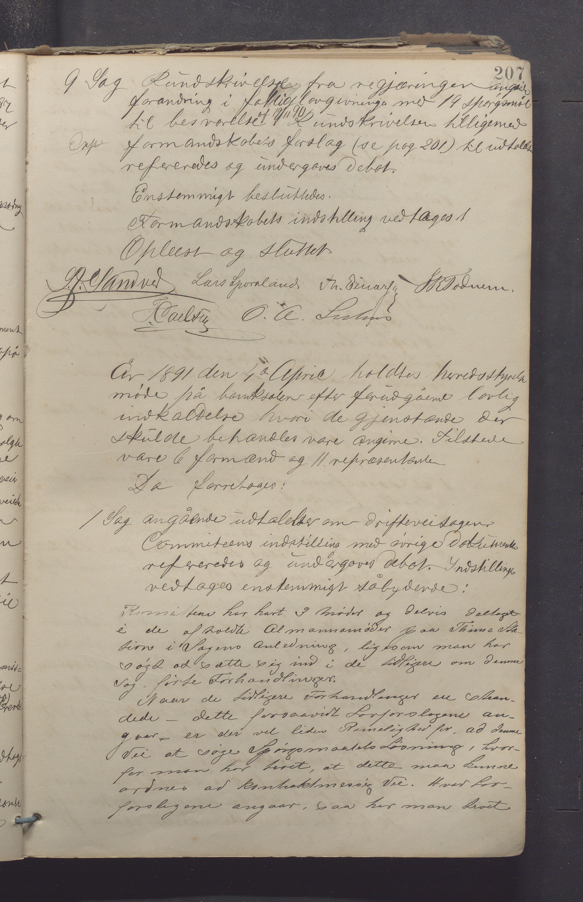Høyland kommune - Formannskapet, IKAR/K-100046/Aa/L0003: Møtebok, 1883-1895, p. 207