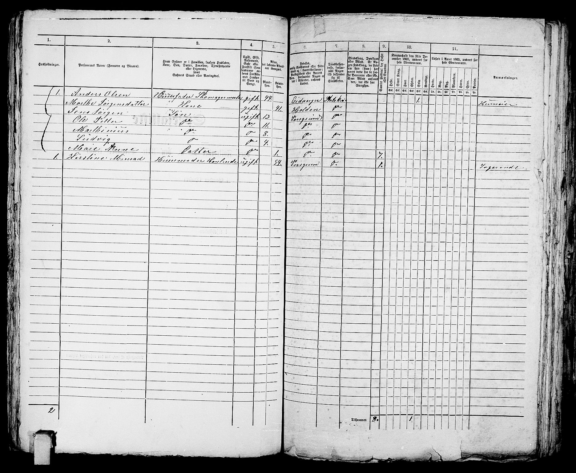 RA, 1865 census for Porsgrunn, 1865, p. 655