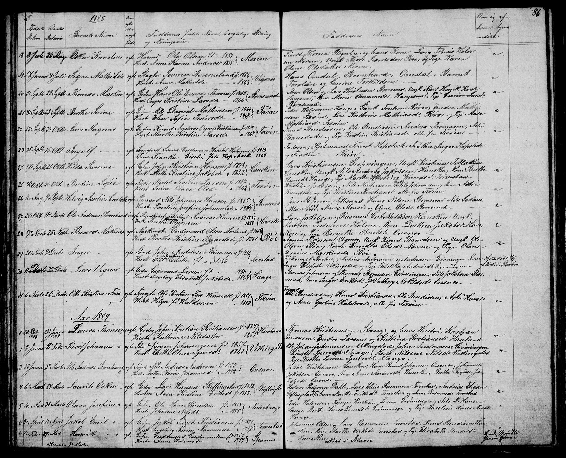 Torvastad sokneprestkontor, SAST/A -101857/H/Ha/Hab/L0003: Parish register (copy) no. B 3, 1850-1900, p. 86