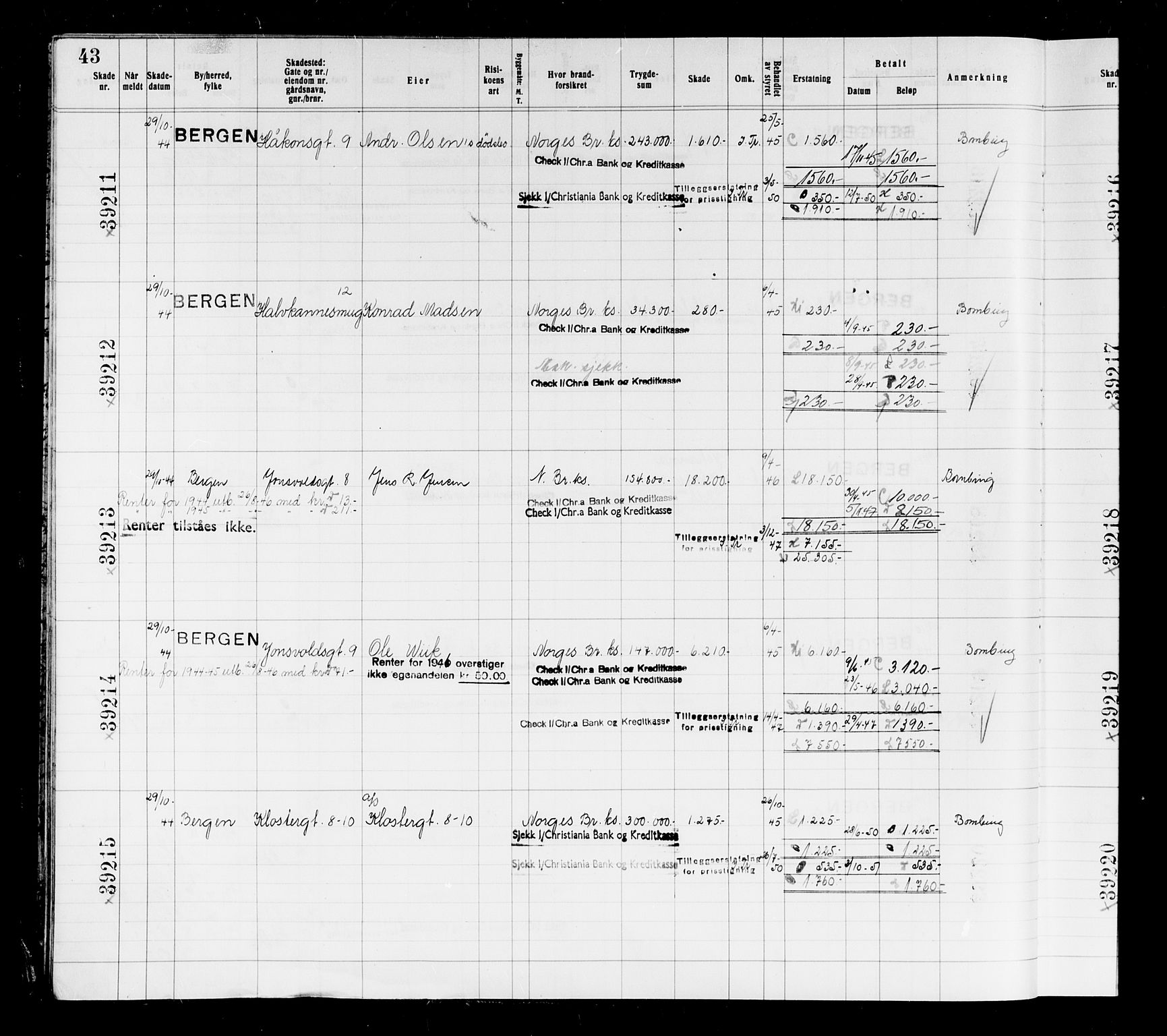 Krigsskadetrygdene for bygninger og løsøre, AV/RA-S-1548/V/L0037: Bygning, branntrygdet., 1940-1945, p. 43