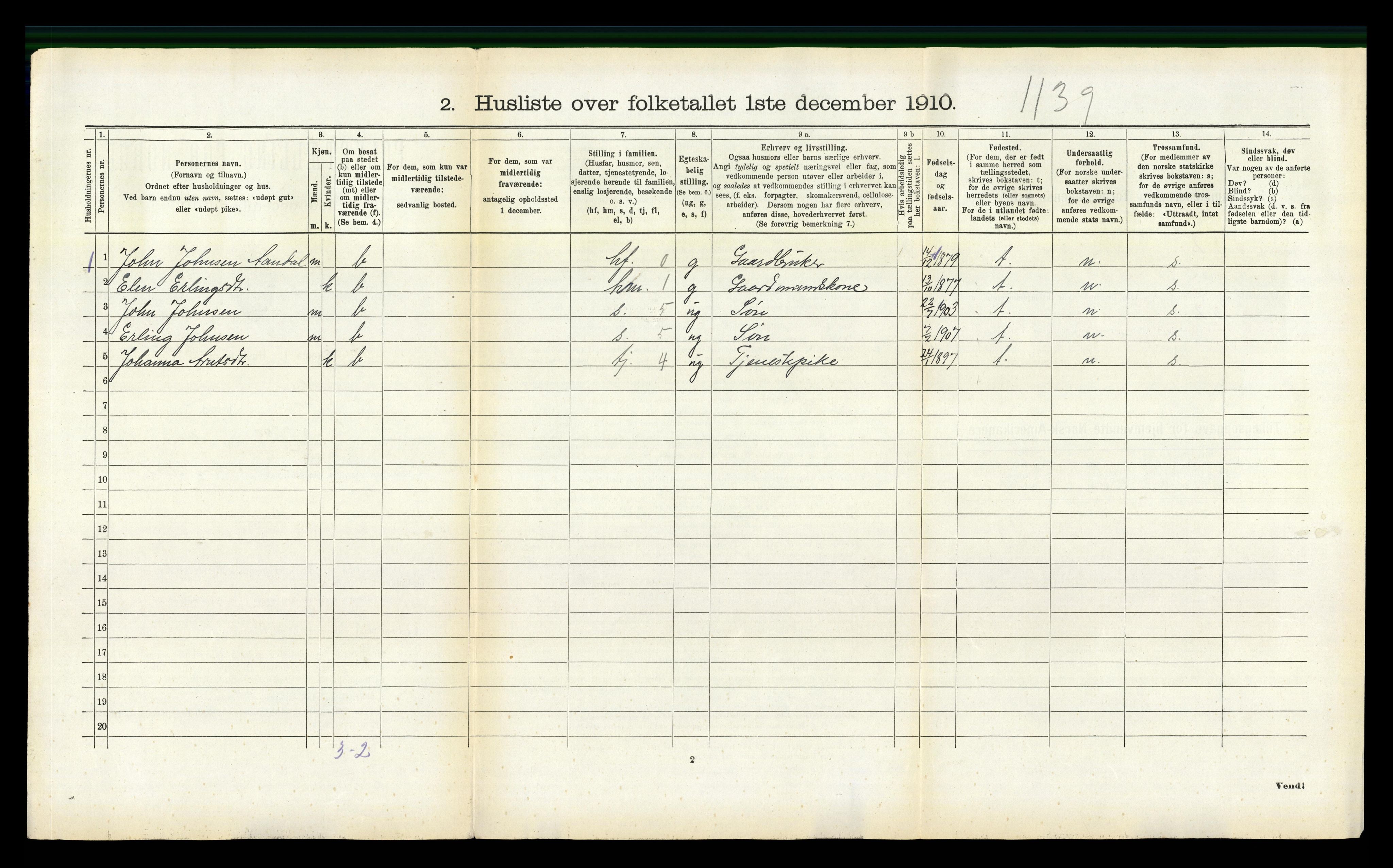 RA, 1910 census for Øre, 1910, p. 504