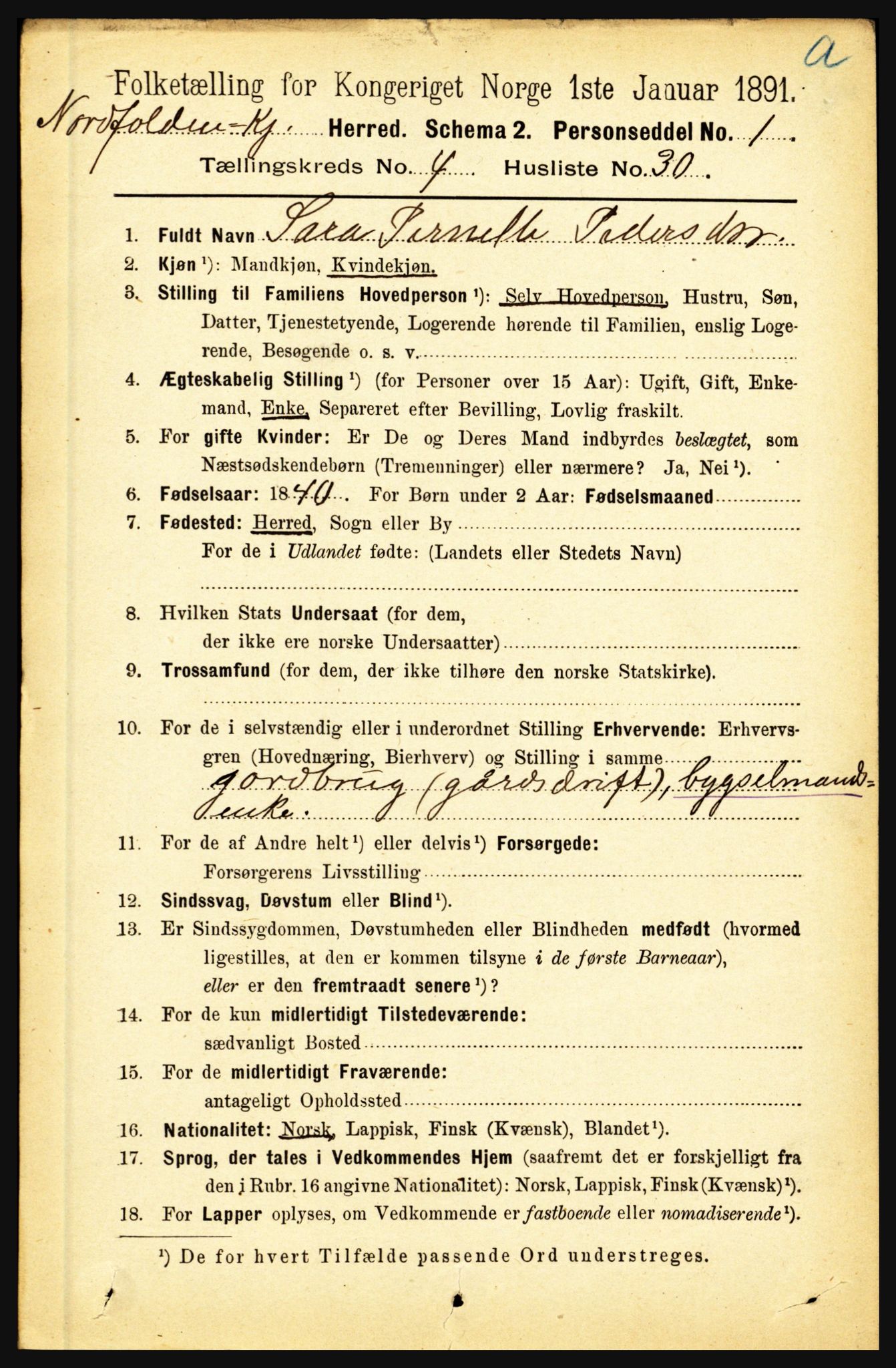 RA, 1891 census for 1846 Nordfold-Kjerringøy, 1891, p. 1120