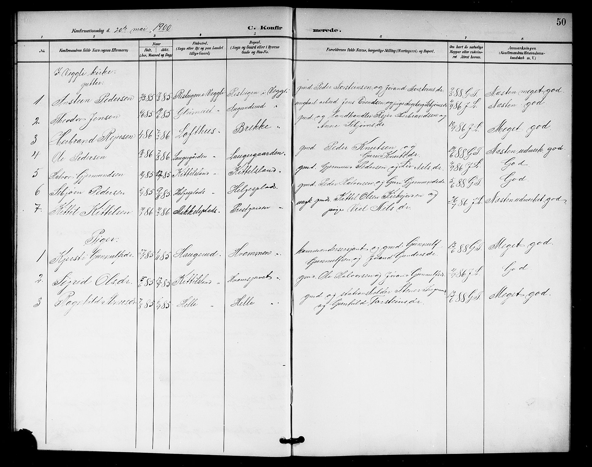 Rollag kirkebøker, SAKO/A-240/G/Gb/L0003: Parish register (copy) no. II 3, 1897-1919, p. 50