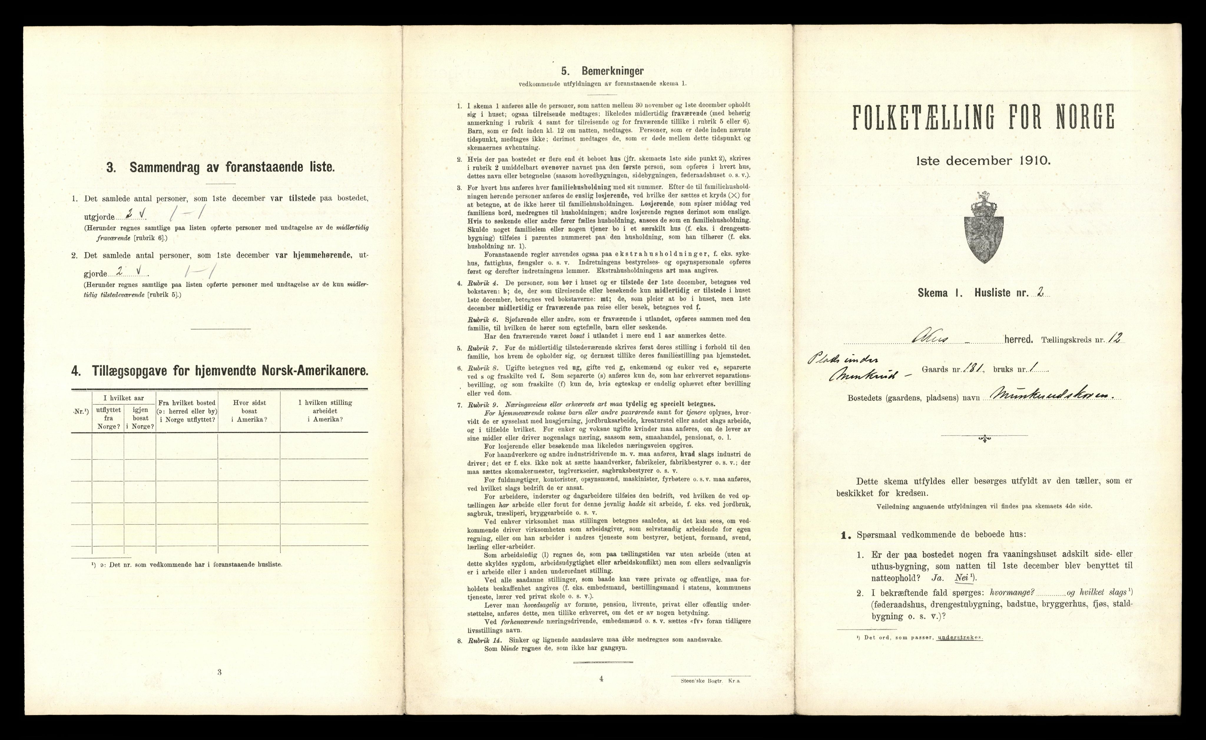 RA, 1910 census for Aker, 1910, p. 3637