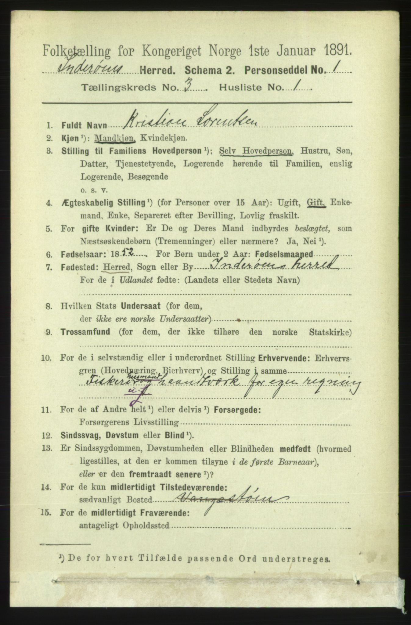 RA, 1891 census for 1729 Inderøy, 1891, p. 1919