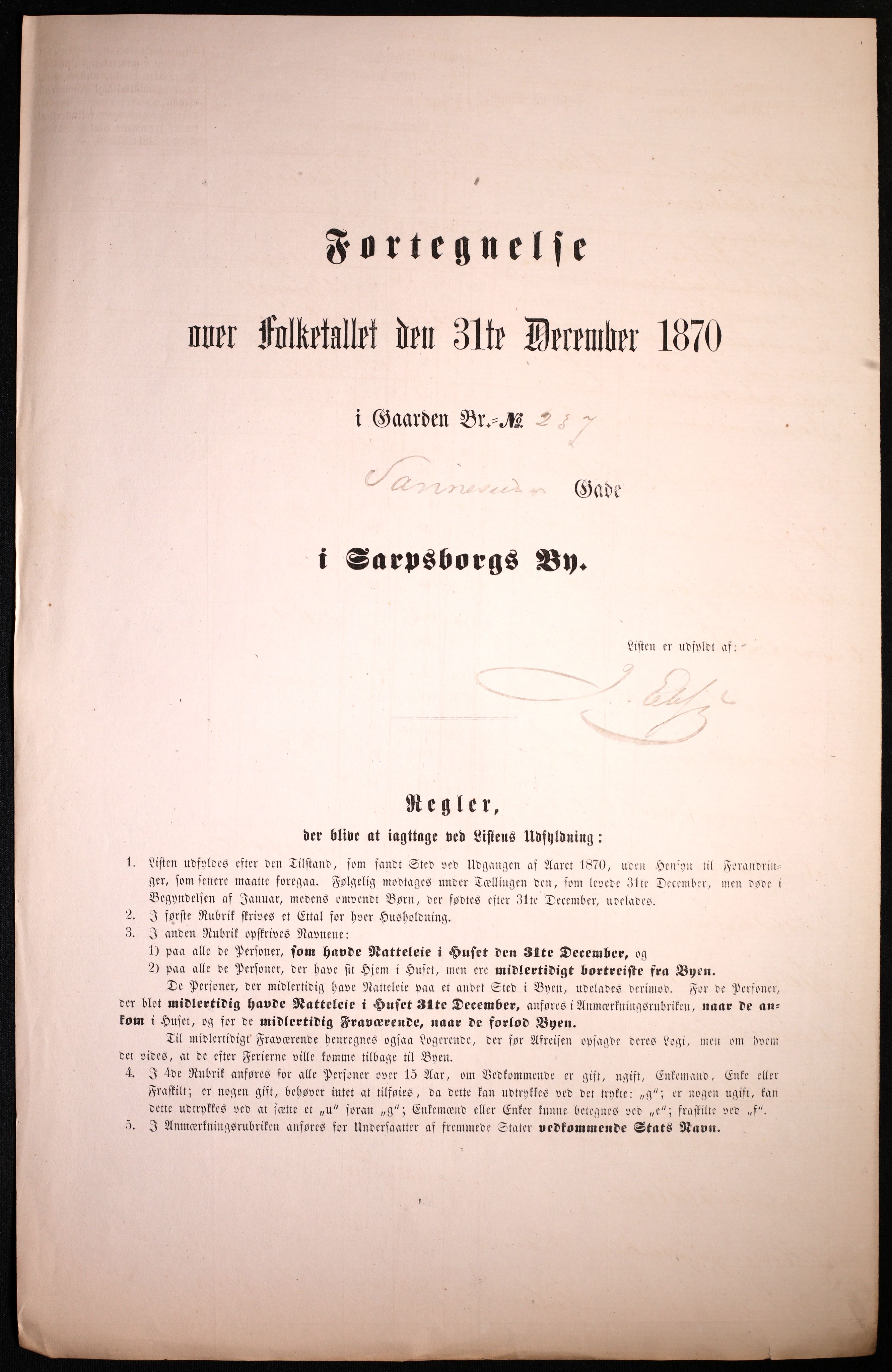 RA, 1870 census for 0102 Sarpsborg, 1870, p. 139