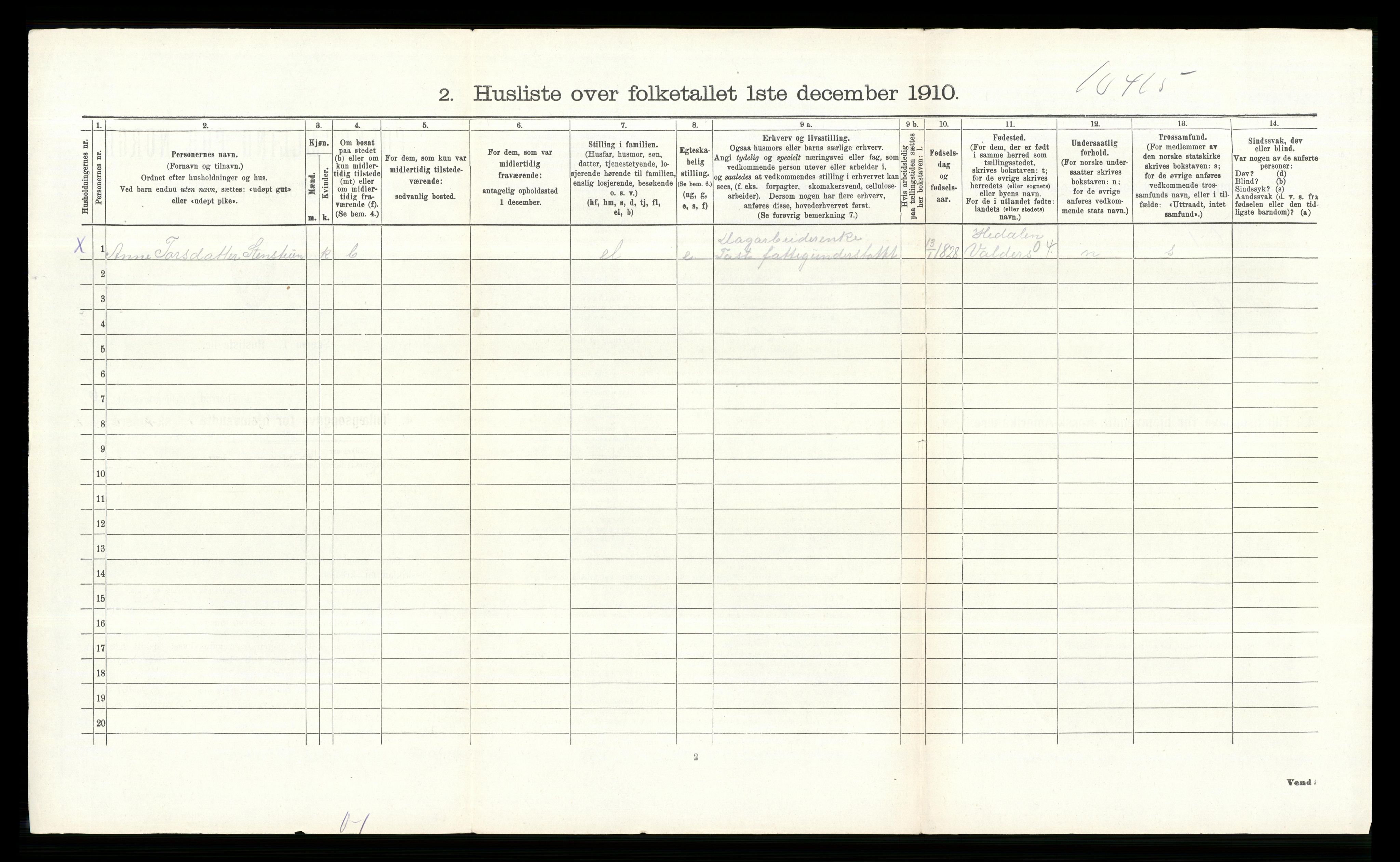 RA, 1910 census for Norderhov, 1910, p. 1565