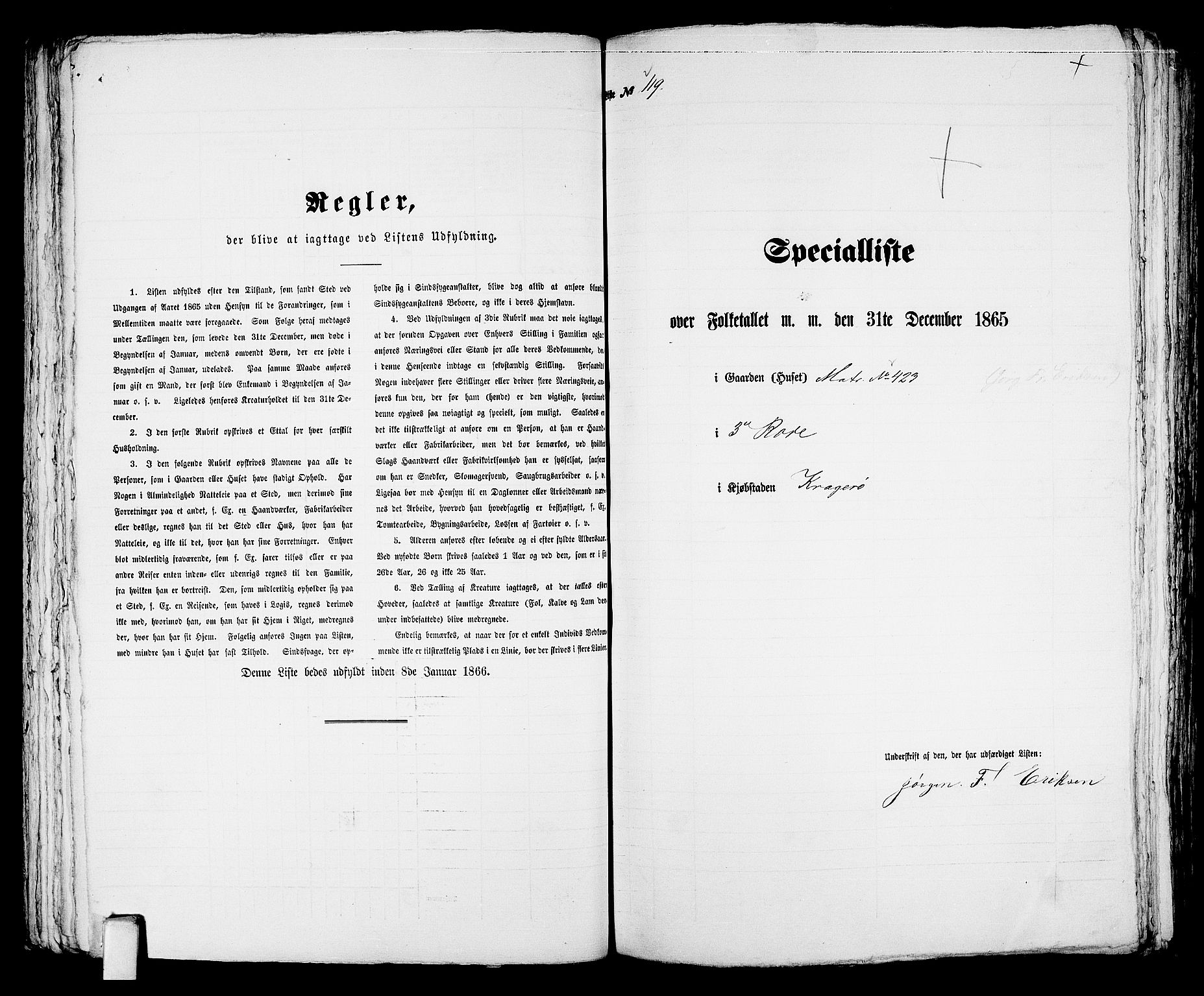 RA, 1865 census for Kragerø/Kragerø, 1865, p. 247