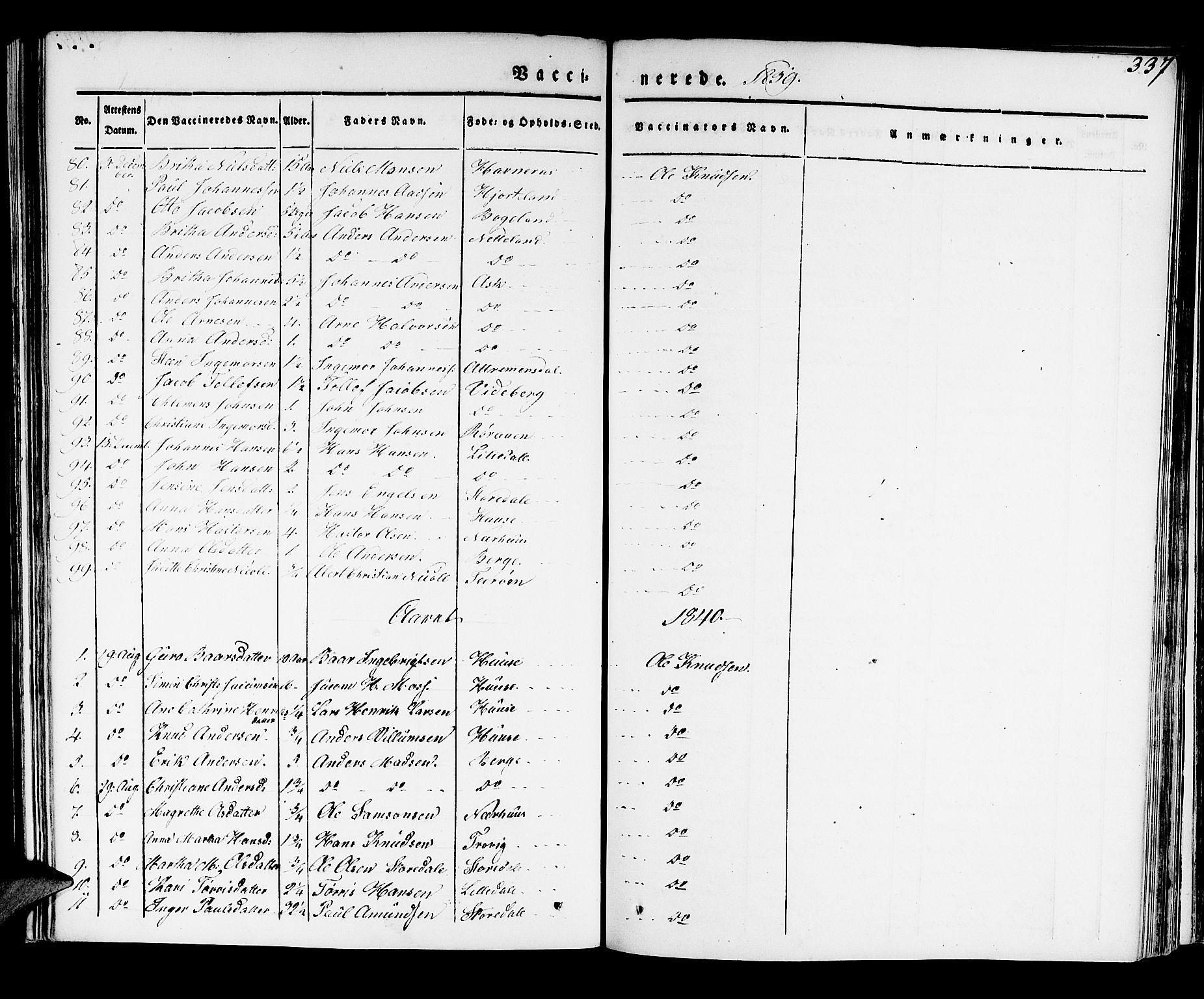 Kvinnherad sokneprestembete, SAB/A-76401/H/Haa: Parish register (official) no. A 6, 1835-1843, p. 337