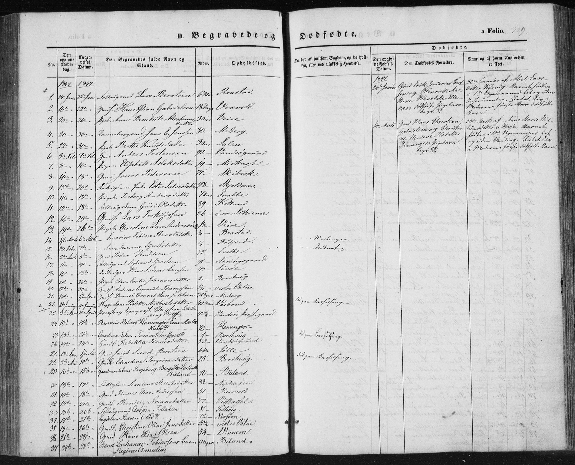 Lista sokneprestkontor, SAK/1111-0027/F/Fa/L0010: Parish register (official) no. A 10, 1846-1861, p. 329