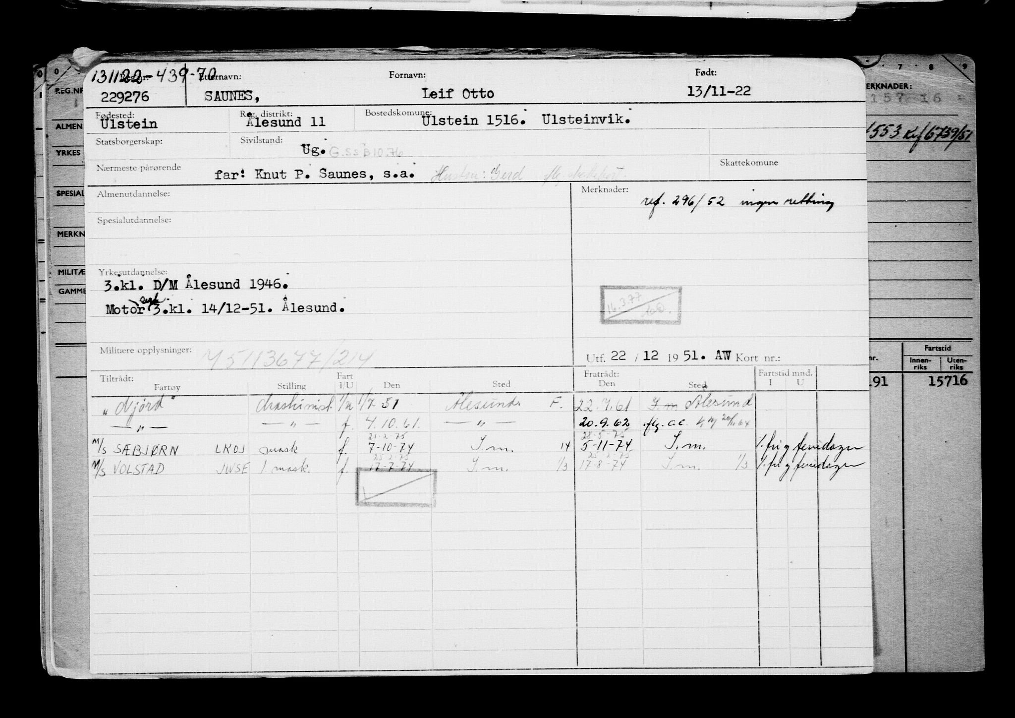 Direktoratet for sjømenn, AV/RA-S-3545/G/Gb/L0212: Hovedkort, 1922, p. 256