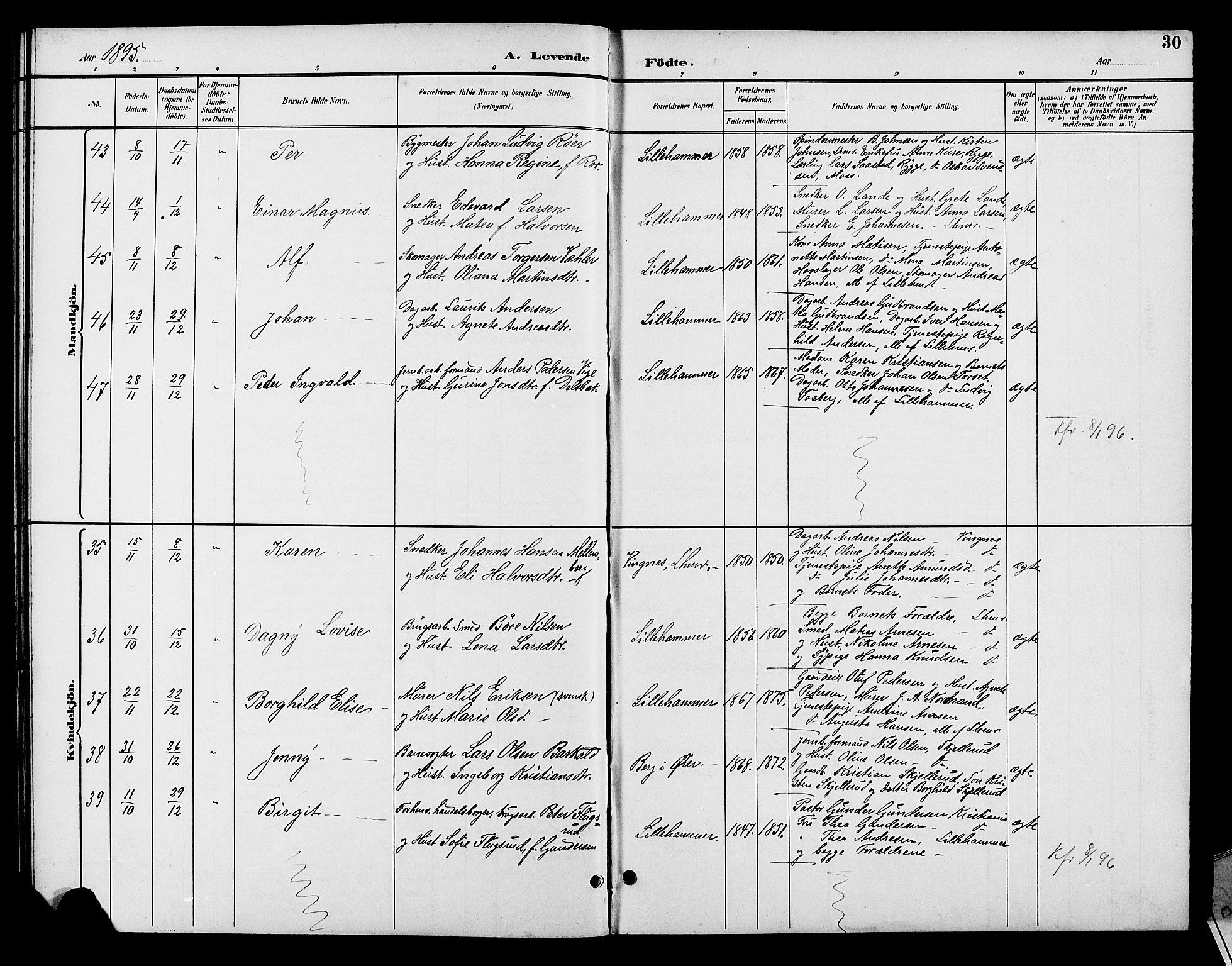 Fåberg prestekontor, SAH/PREST-086/H/Ha/Hab/L0008: Parish register (copy) no. 8, 1891-1900, p. 30