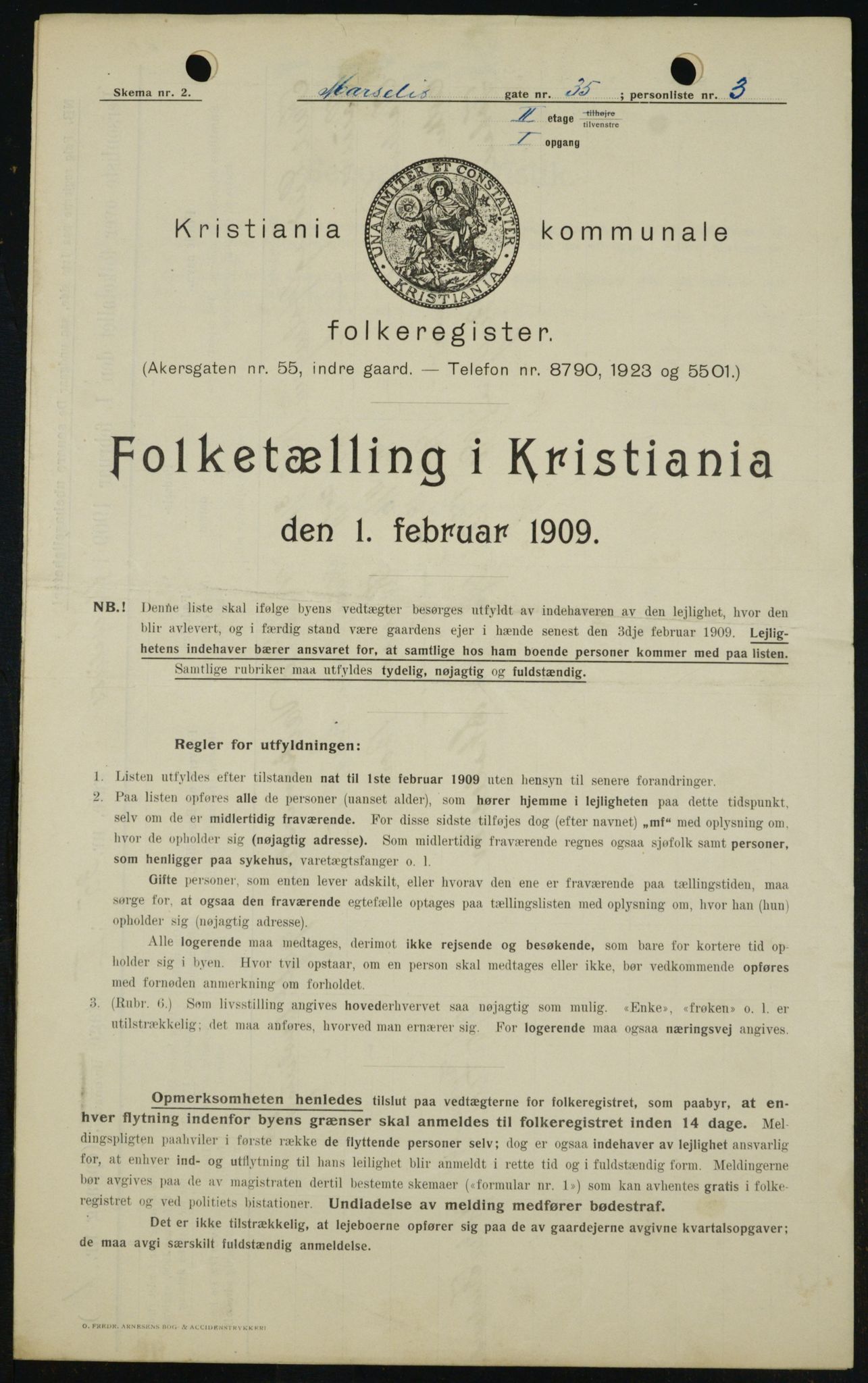 OBA, Municipal Census 1909 for Kristiania, 1909, p. 58681