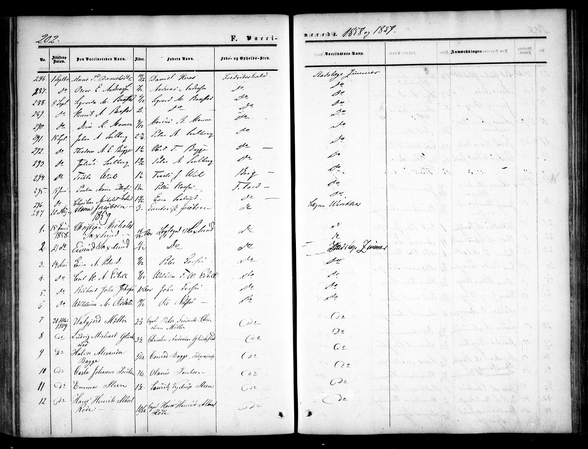 Halden prestekontor Kirkebøker, AV/SAO-A-10909/F/Fa/L0008: Parish register (official) no. I 8, 1857-1865, p. 202