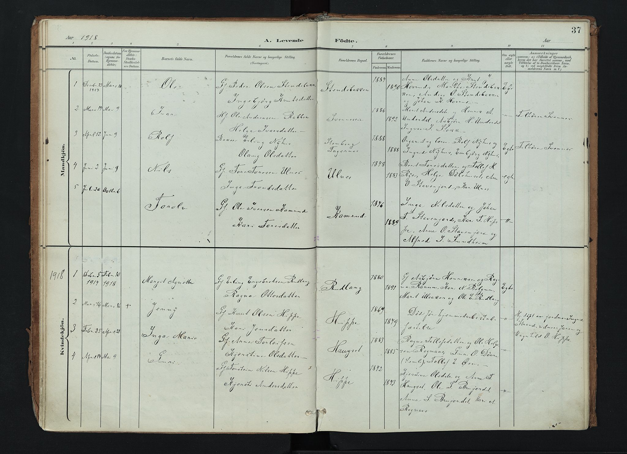 Nord-Aurdal prestekontor, AV/SAH-PREST-132/H/Ha/Haa/L0017: Parish register (official) no. 17, 1897-1926, p. 37