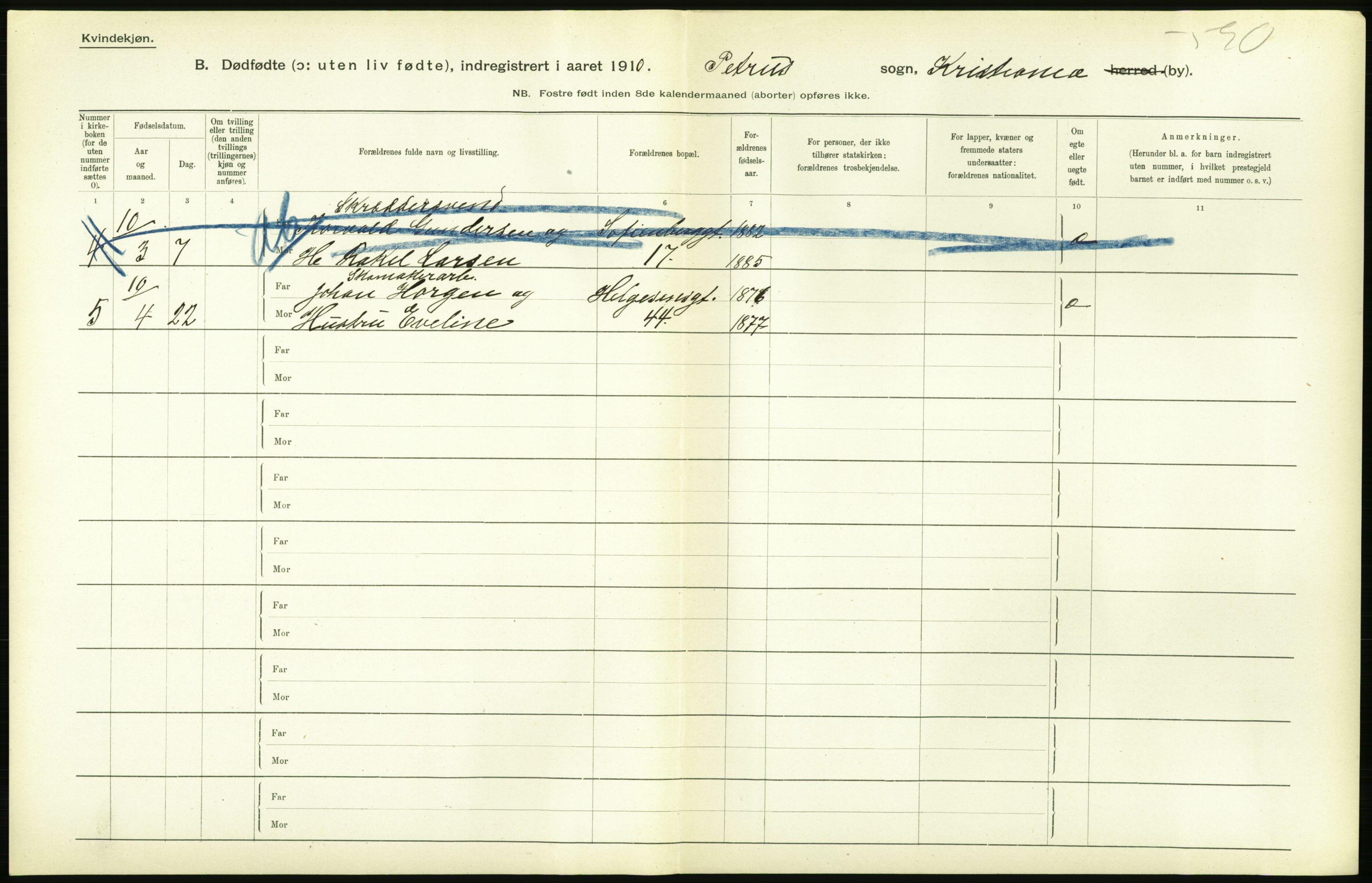 Statistisk sentralbyrå, Sosiodemografiske emner, Befolkning, AV/RA-S-2228/D/Df/Dfa/Dfah/L0009: Kristiania: Gifte og dødfødte., 1910, p. 840