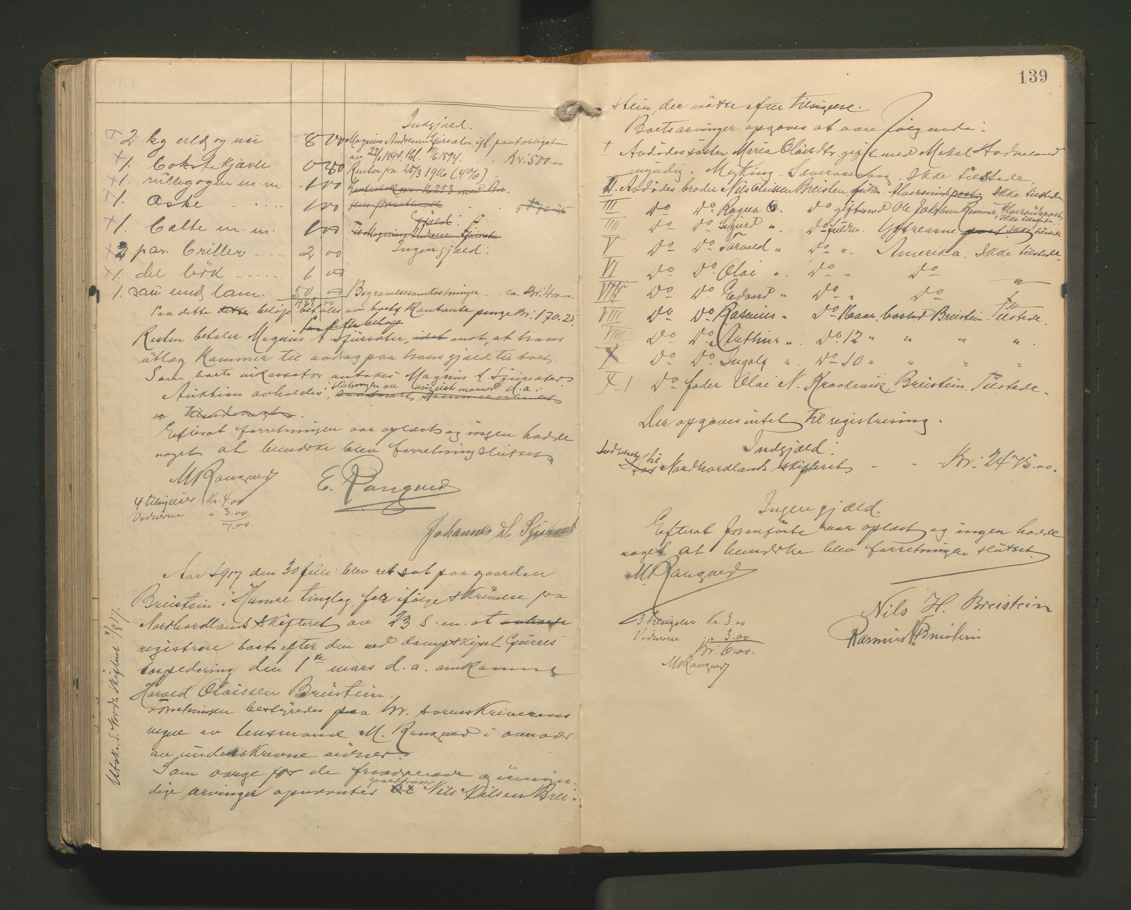Lensmannen i Hamre, SAB/A-32601/0006/L0003: Registreringsprotokoll, 1904-1917, p. 138b-139a