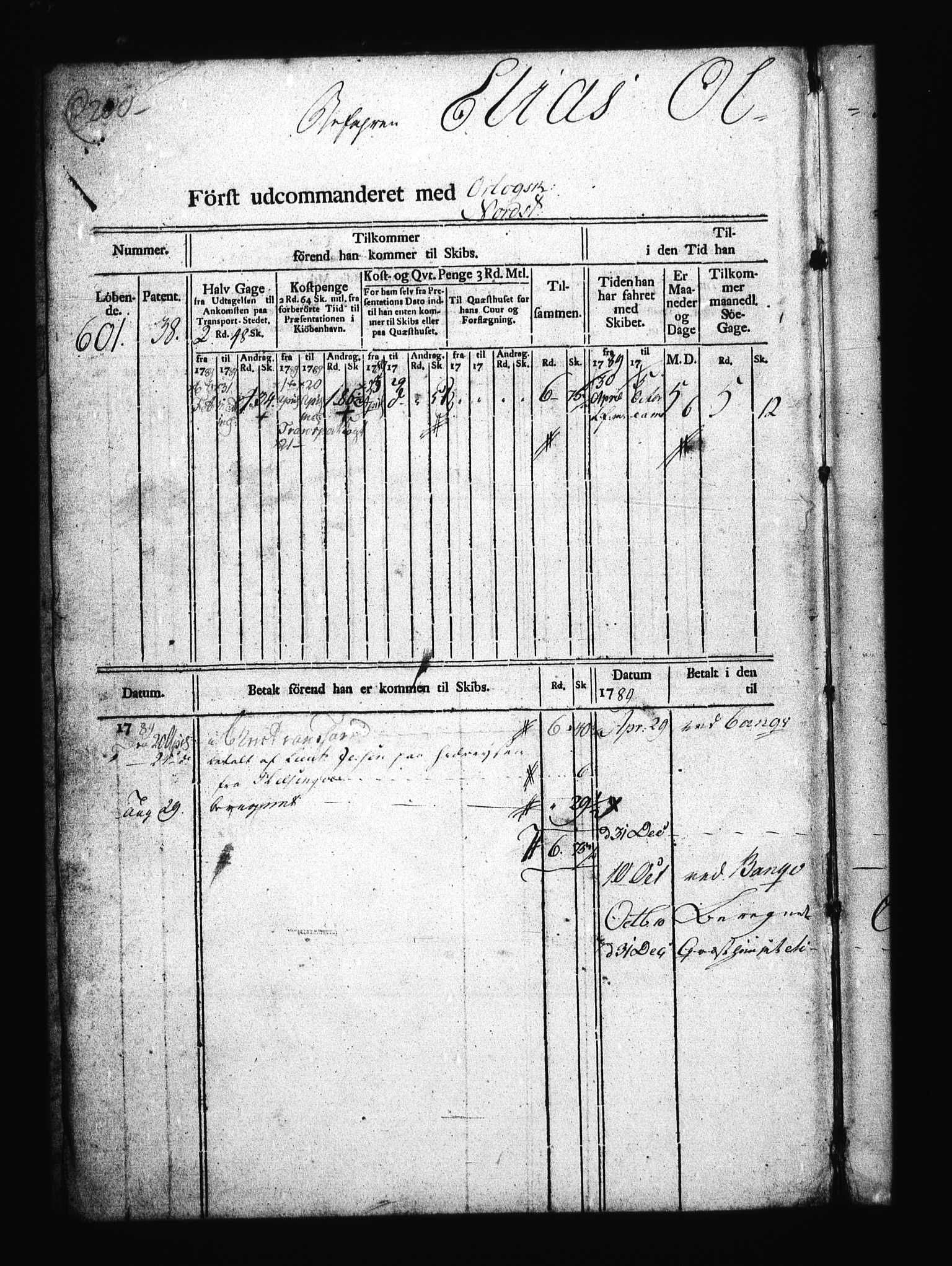 Sjøetaten, AV/RA-EA-3110/F/L0011: Kristiansand stift, bind 4, 1789