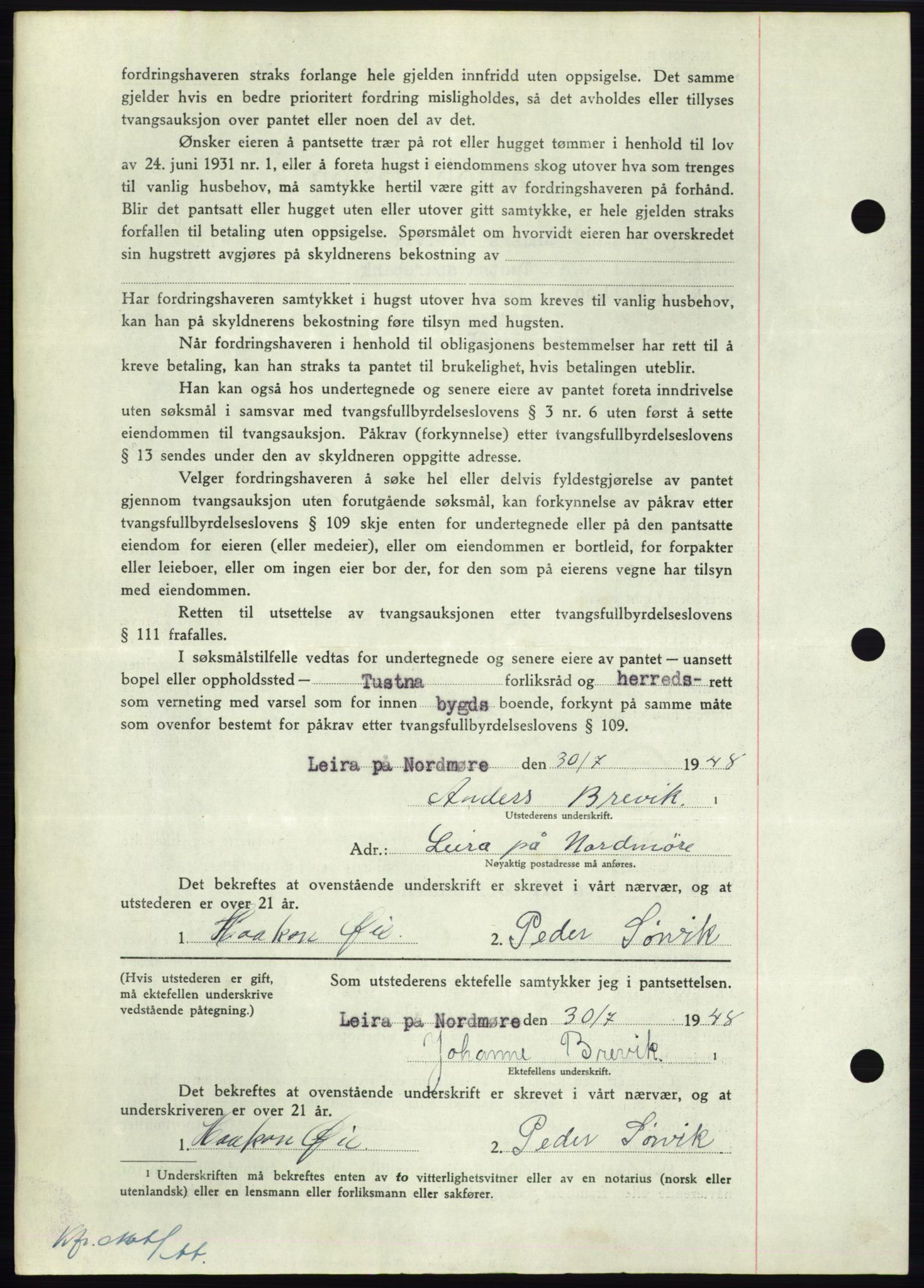 Nordmøre sorenskriveri, AV/SAT-A-4132/1/2/2Ca: Mortgage book no. B99, 1948-1948, Diary no: : 2246/1948