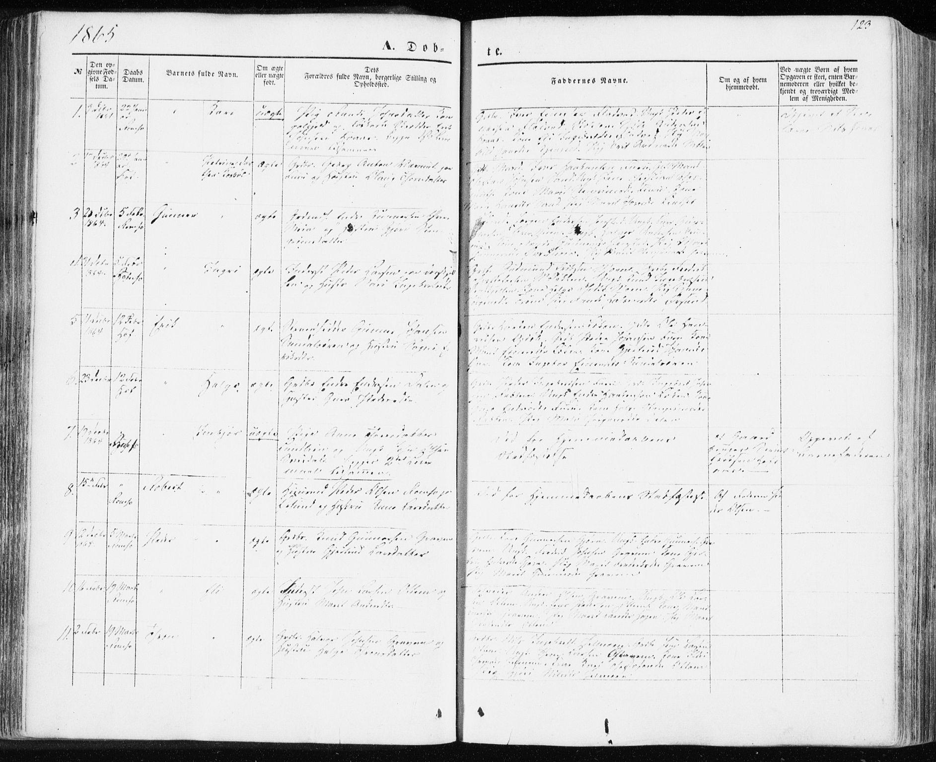 Ministerialprotokoller, klokkerbøker og fødselsregistre - Møre og Romsdal, SAT/A-1454/590/L1013: Parish register (official) no. 590A05, 1847-1877, p. 123
