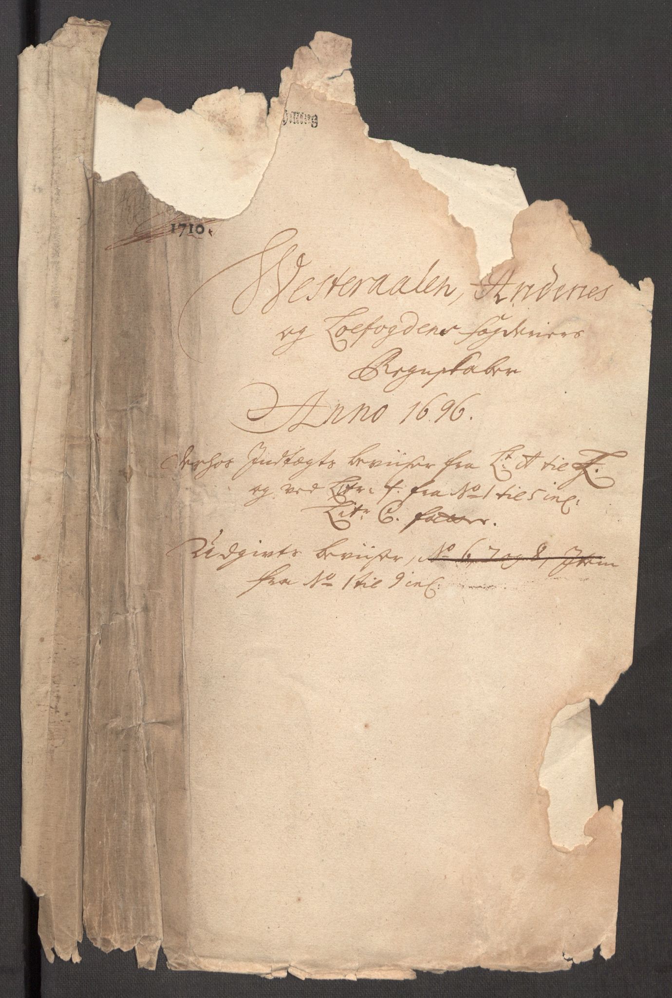 Rentekammeret inntil 1814, Reviderte regnskaper, Fogderegnskap, RA/EA-4092/R67/L4678: Fogderegnskap Vesterålen, Andenes og Lofoten, 1696-1708, p. 3
