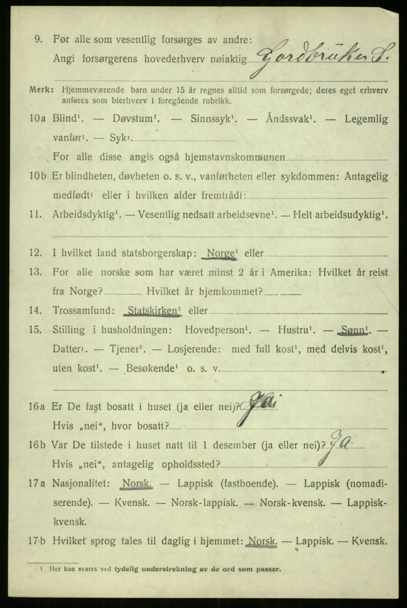 SATØ, 1920 census for Kvæfjord, 1920, p. 5848