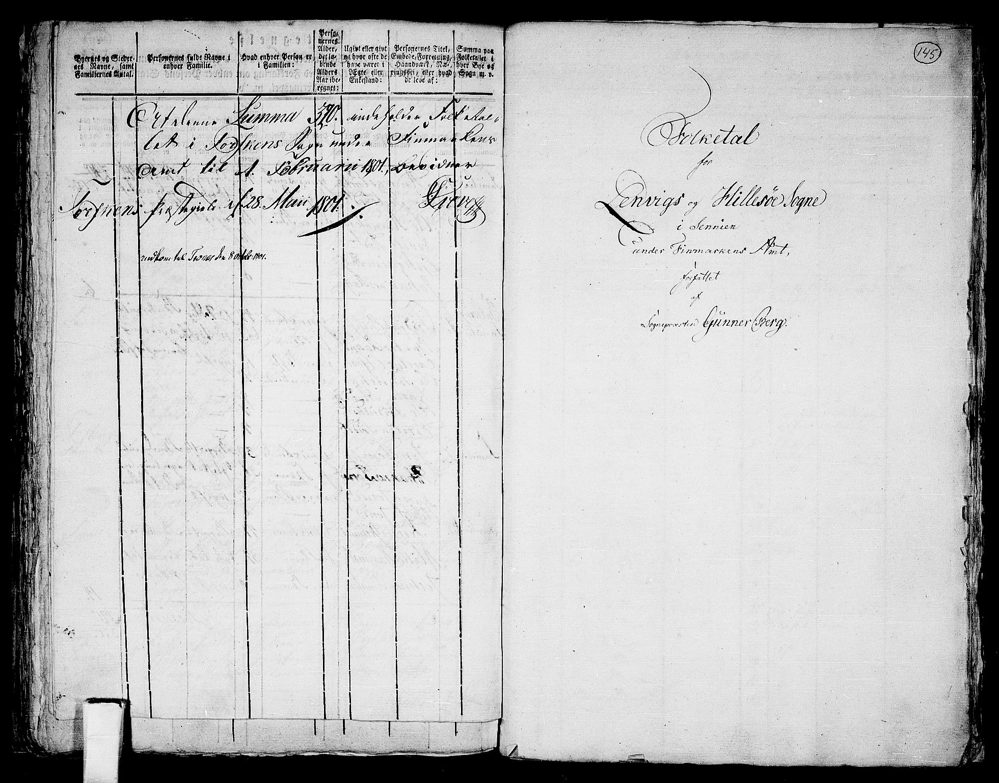 RA, 1801 census for 1931P Lenvik, 1801, p. 144b-145a
