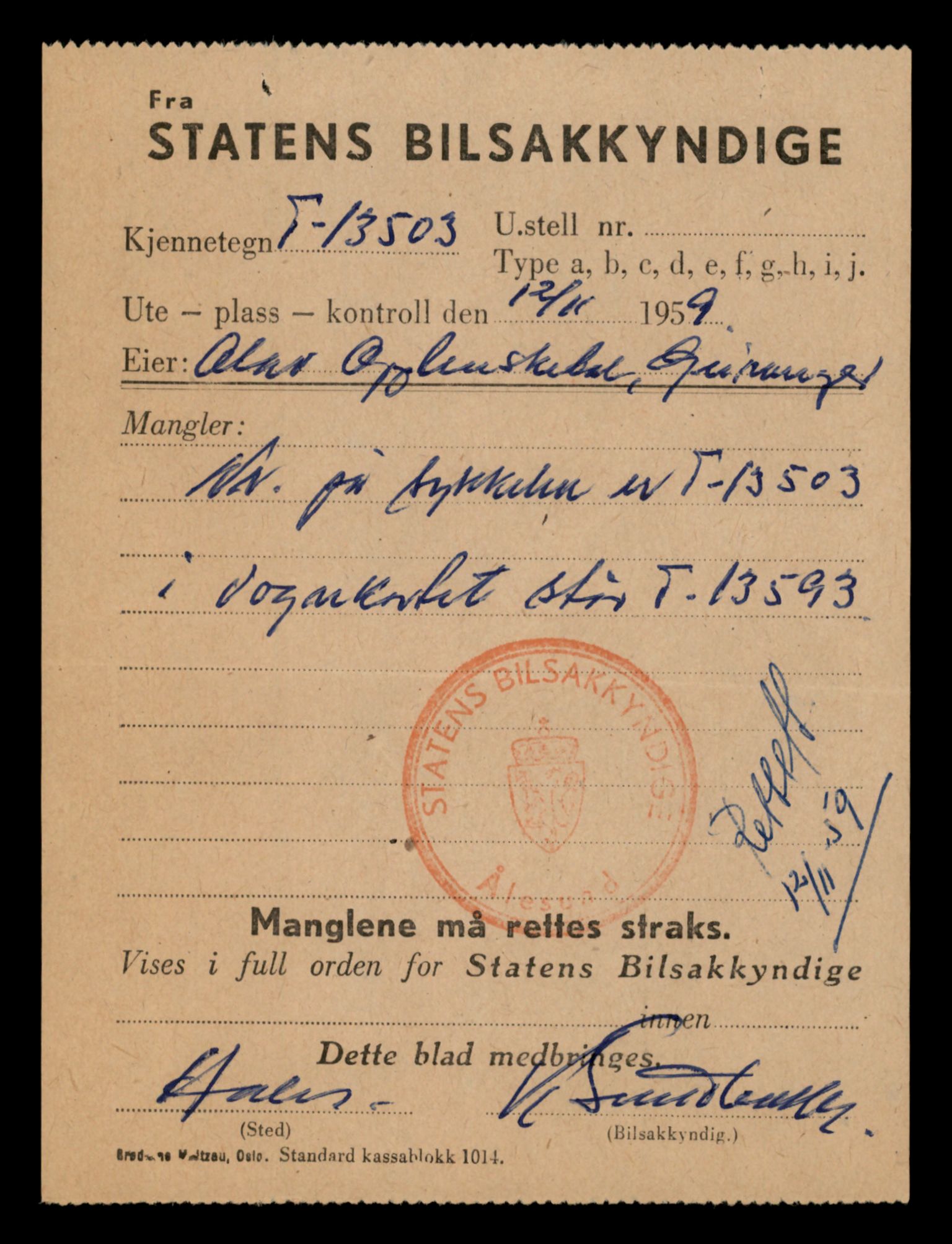 Møre og Romsdal vegkontor - Ålesund trafikkstasjon, AV/SAT-A-4099/F/Fe/L0039: Registreringskort for kjøretøy T 13361 - T 13530, 1927-1998, p. 2536