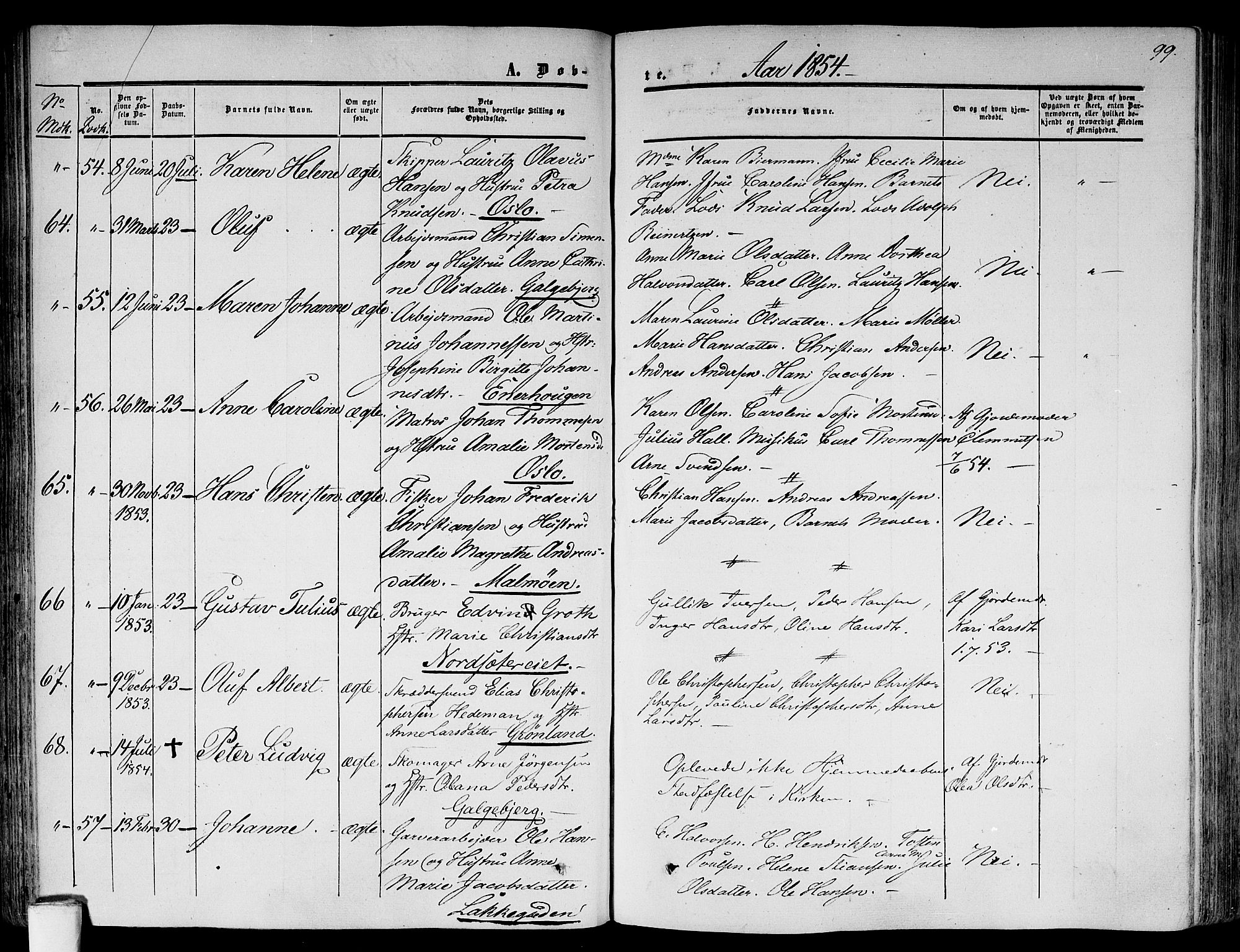 Gamlebyen prestekontor Kirkebøker, AV/SAO-A-10884/F/Fa/L0004: Parish register (official) no. 4, 1850-1857, p. 99