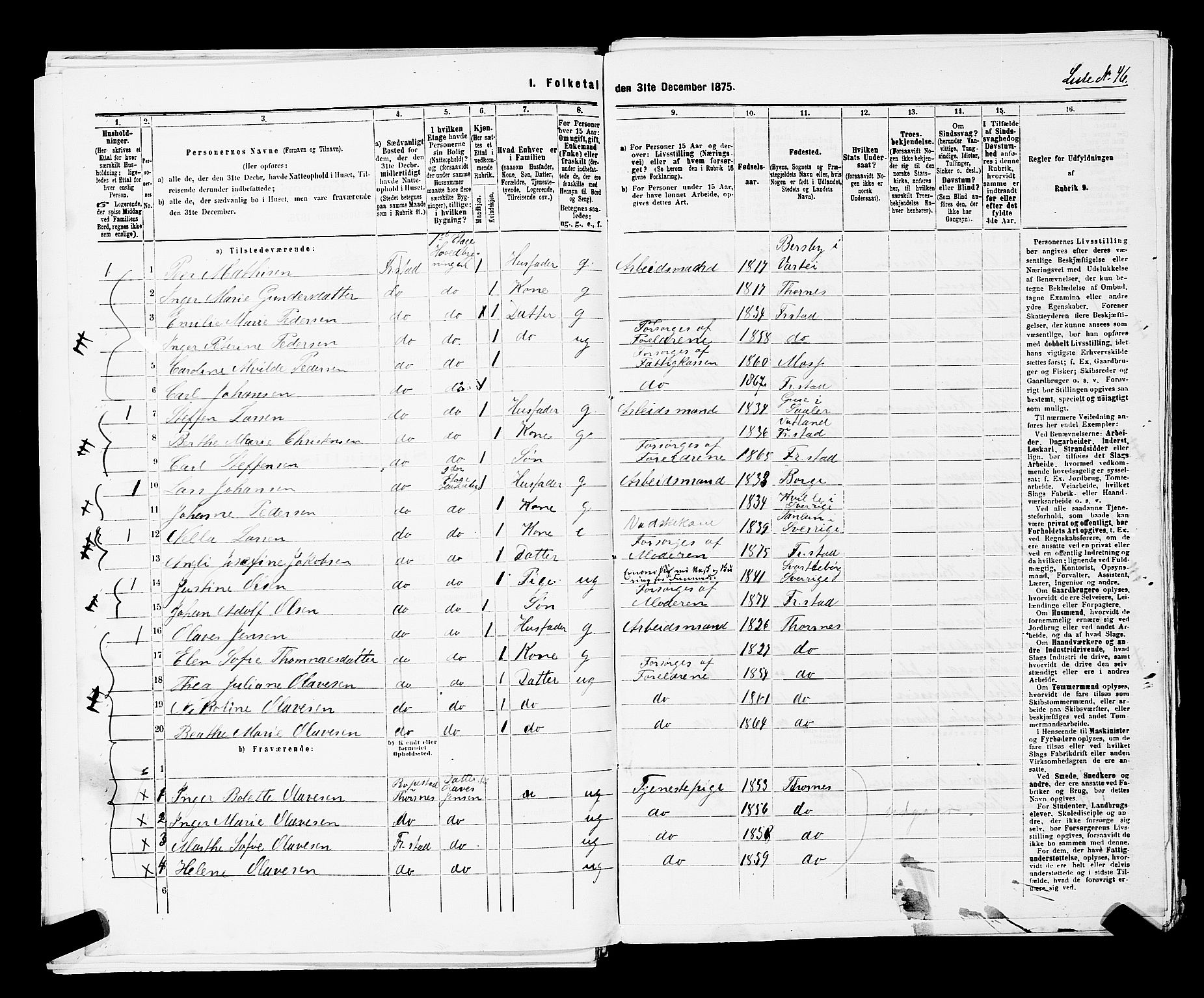 RA, 1875 census for 0103B Fredrikstad/Fredrikstad, 1875, p. 143