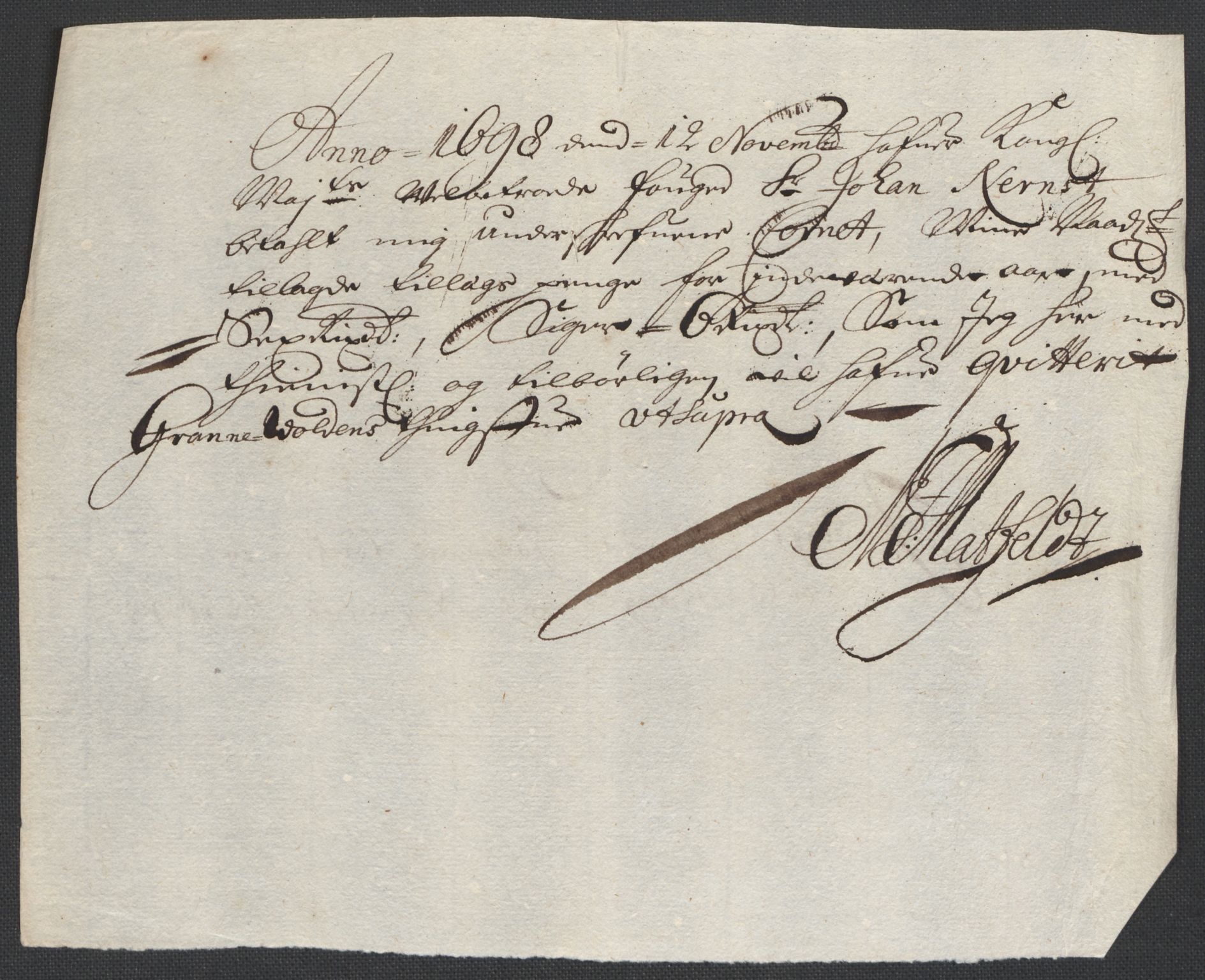 Rentekammeret inntil 1814, Reviderte regnskaper, Fogderegnskap, RA/EA-4092/R18/L1296: Fogderegnskap Hadeland, Toten og Valdres, 1698, p. 200