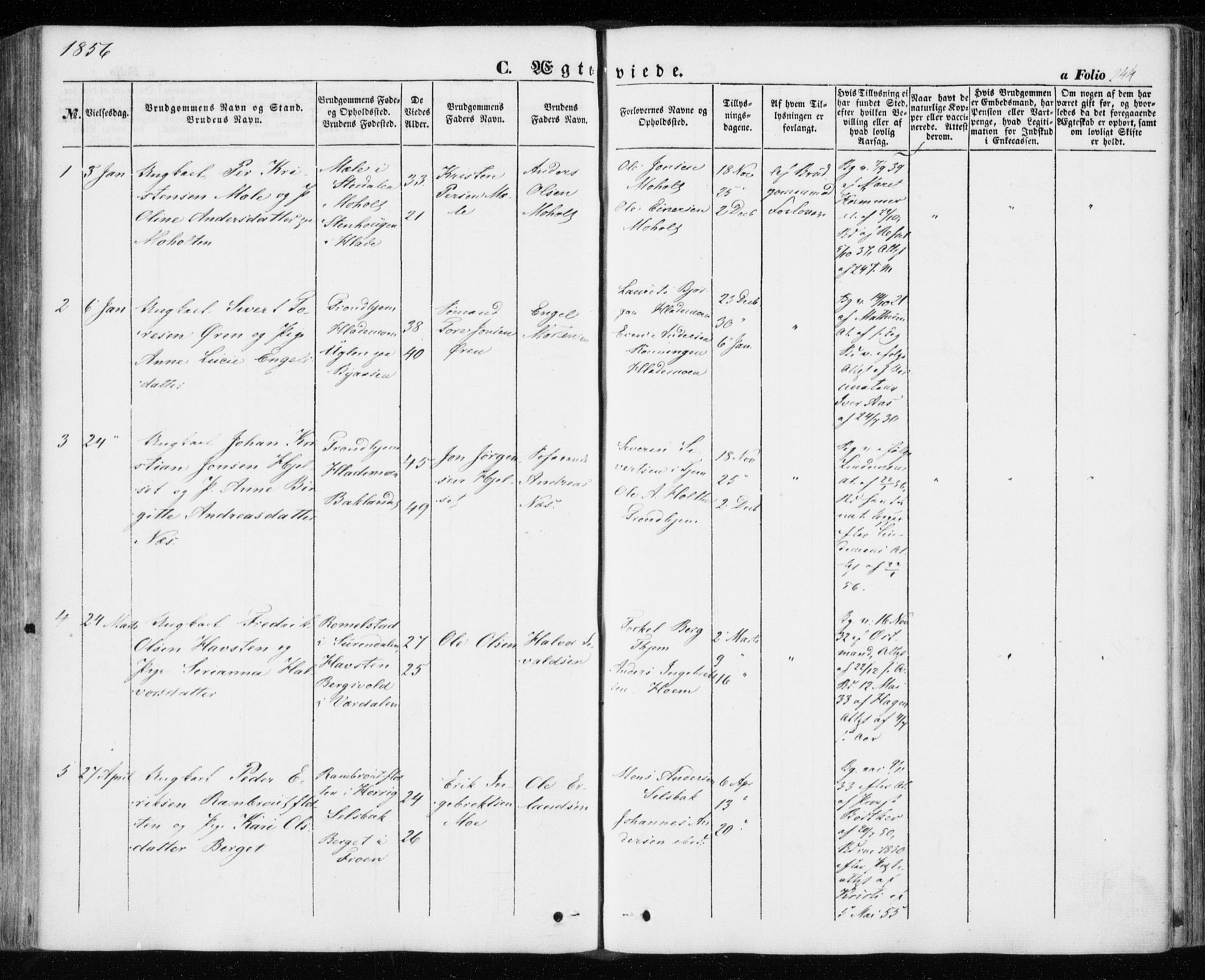 Ministerialprotokoller, klokkerbøker og fødselsregistre - Sør-Trøndelag, SAT/A-1456/606/L0291: Parish register (official) no. 606A06, 1848-1856, p. 244
