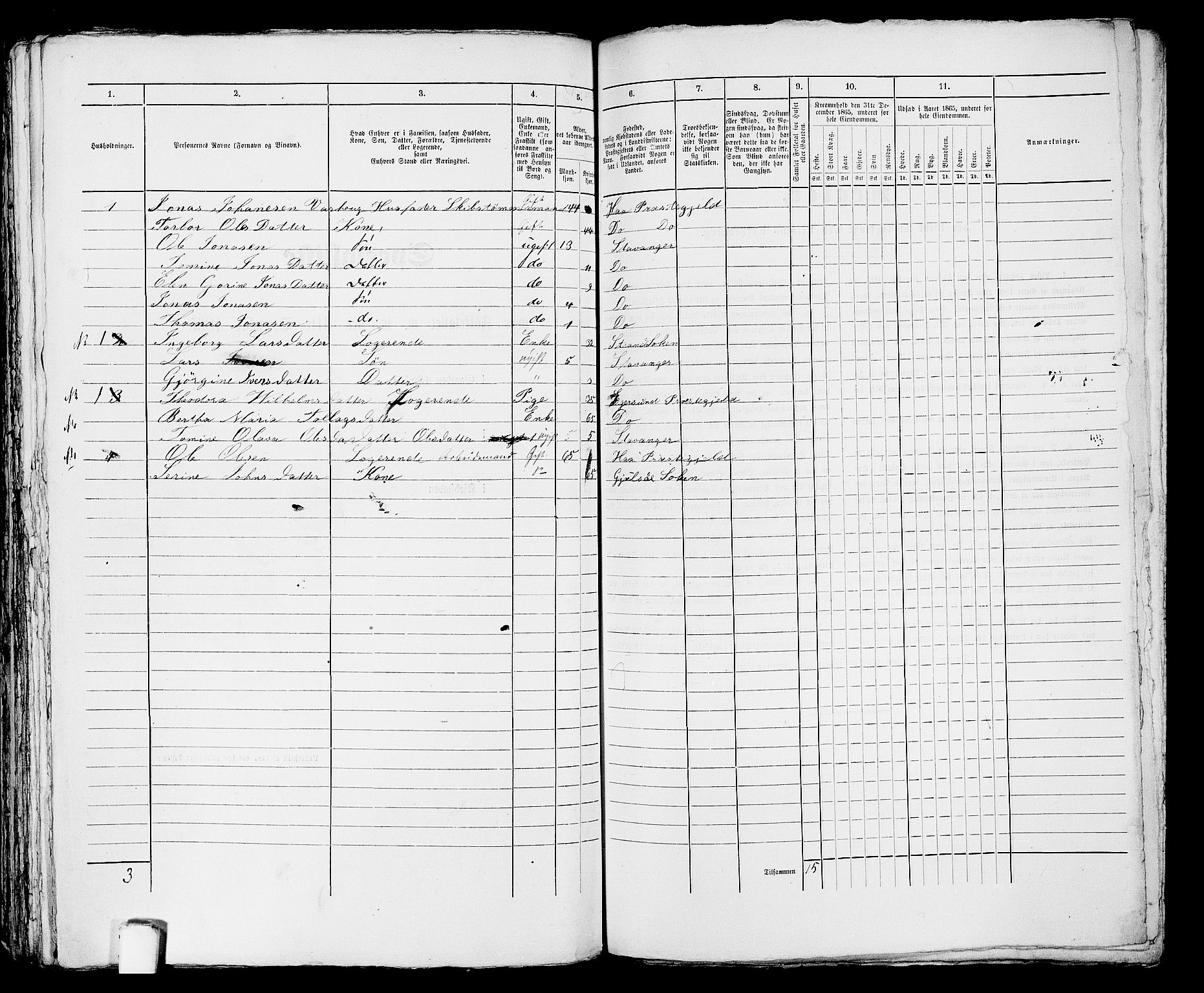 RA, 1865 census for Stavanger, 1865, p. 2276