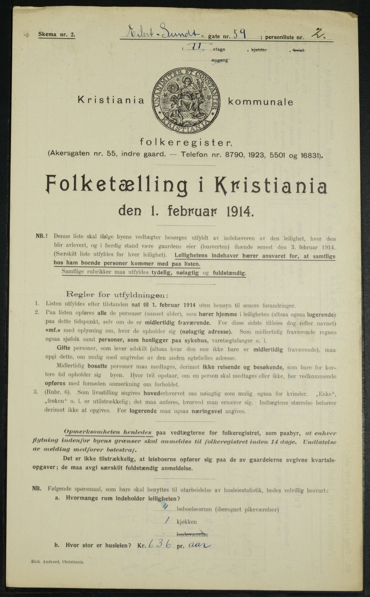 OBA, Municipal Census 1914 for Kristiania, 1914, p. 19724