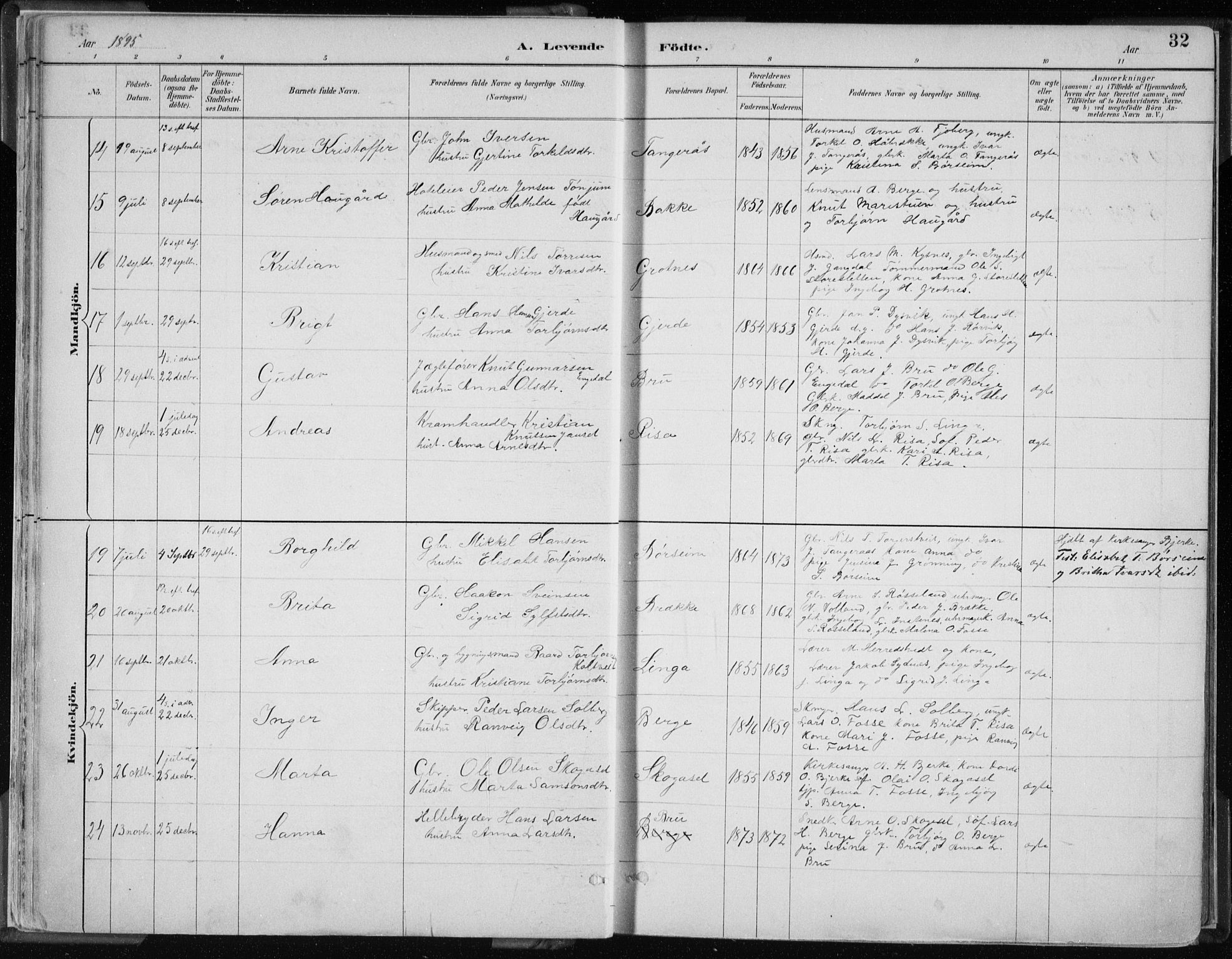 Strandebarm sokneprestembete, AV/SAB-A-78401/H/Haa: Parish register (official) no. B  1, 1886-1908, p. 32