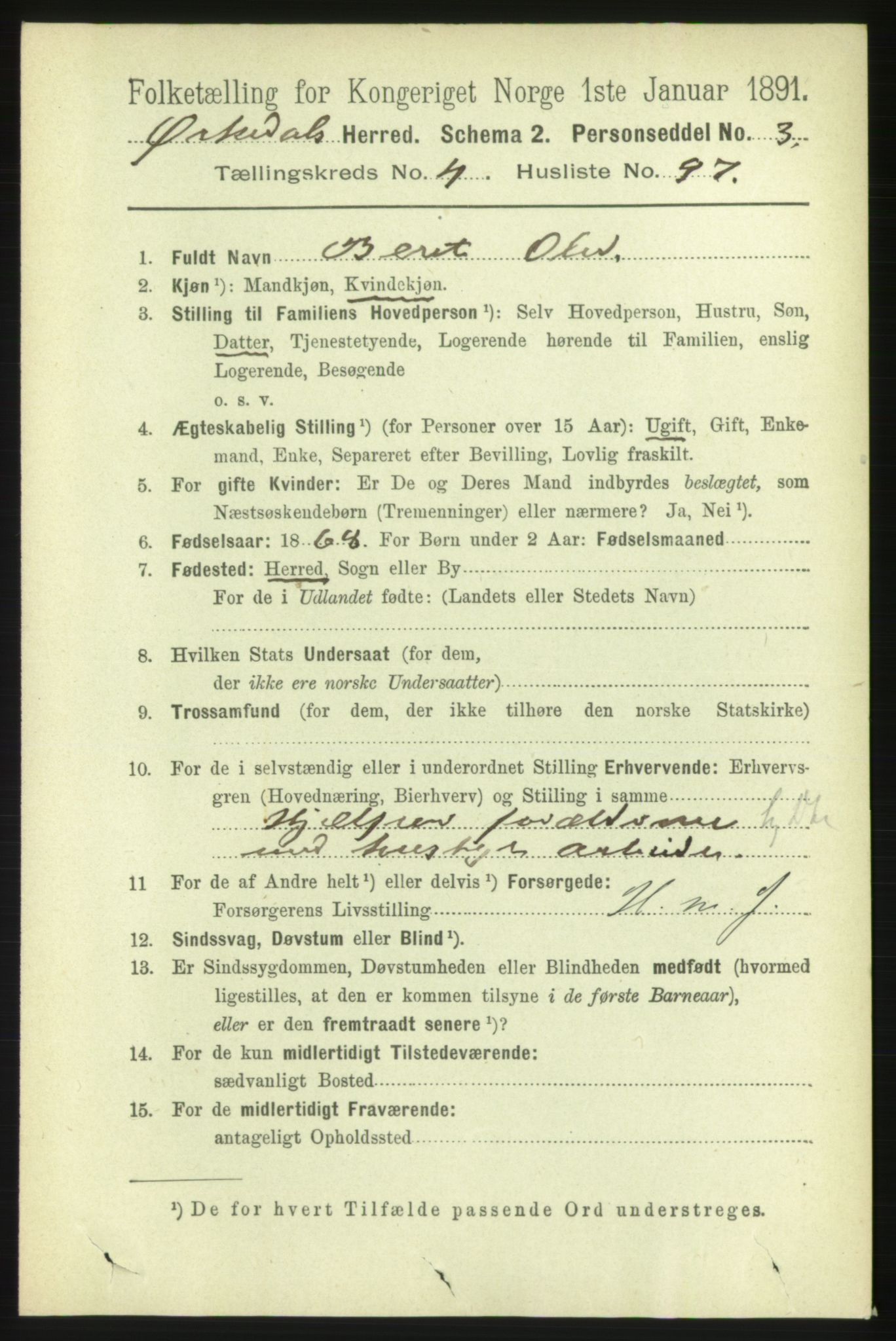 RA, 1891 census for 1638 Orkdal, 1891, p. 2461