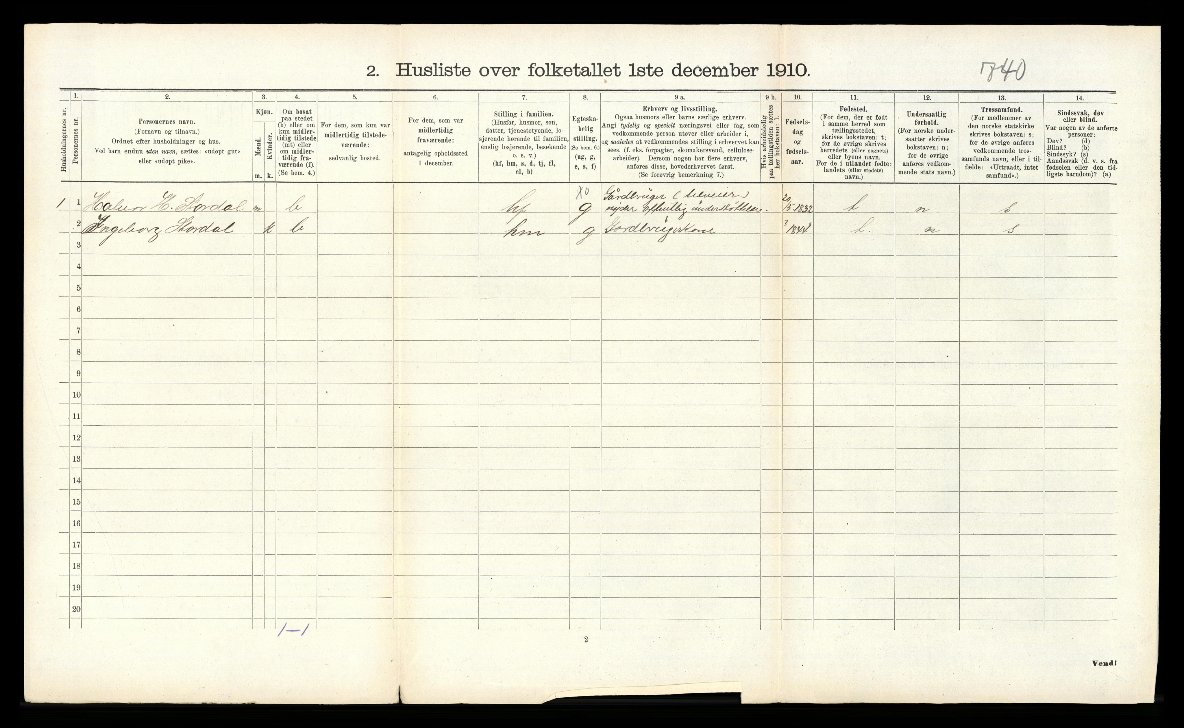 RA, 1910 census for Seljord, 1910, p. 308