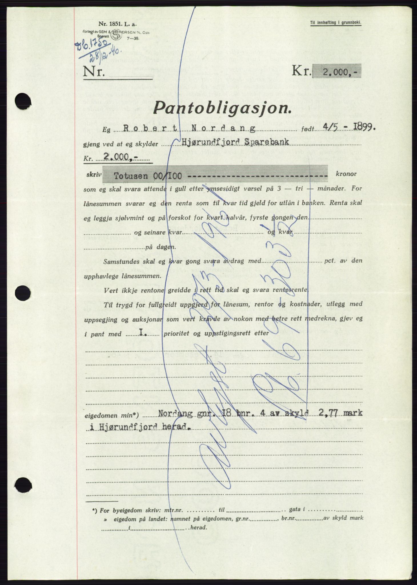 Søre Sunnmøre sorenskriveri, AV/SAT-A-4122/1/2/2C/L0114: Mortgage book no. 1-2B, 1943-1947, Diary no: : 1750/1946
