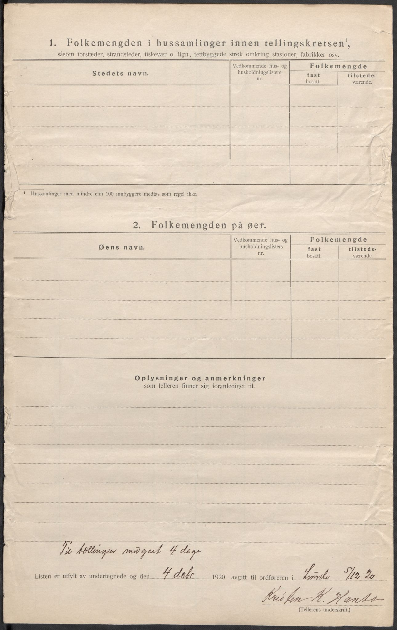 SAKO, 1920 census for Lunde, 1920, p. 23