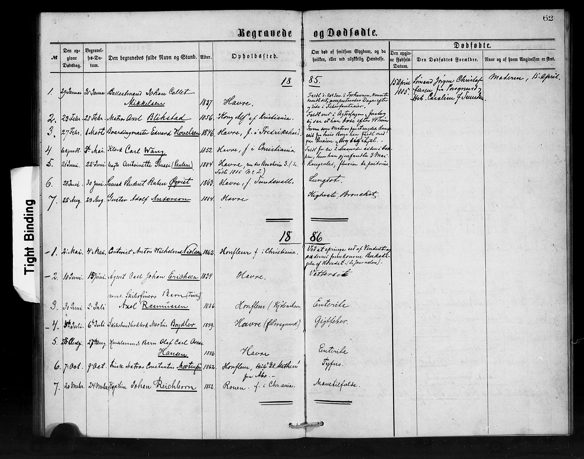Den norske sjømannsmisjon i utlandet / Franske havner, SAB/SAB/PA-0108/H/Ha/Haa/L0001: Parish register (official) no. A 1, 1873-1889, p. 62