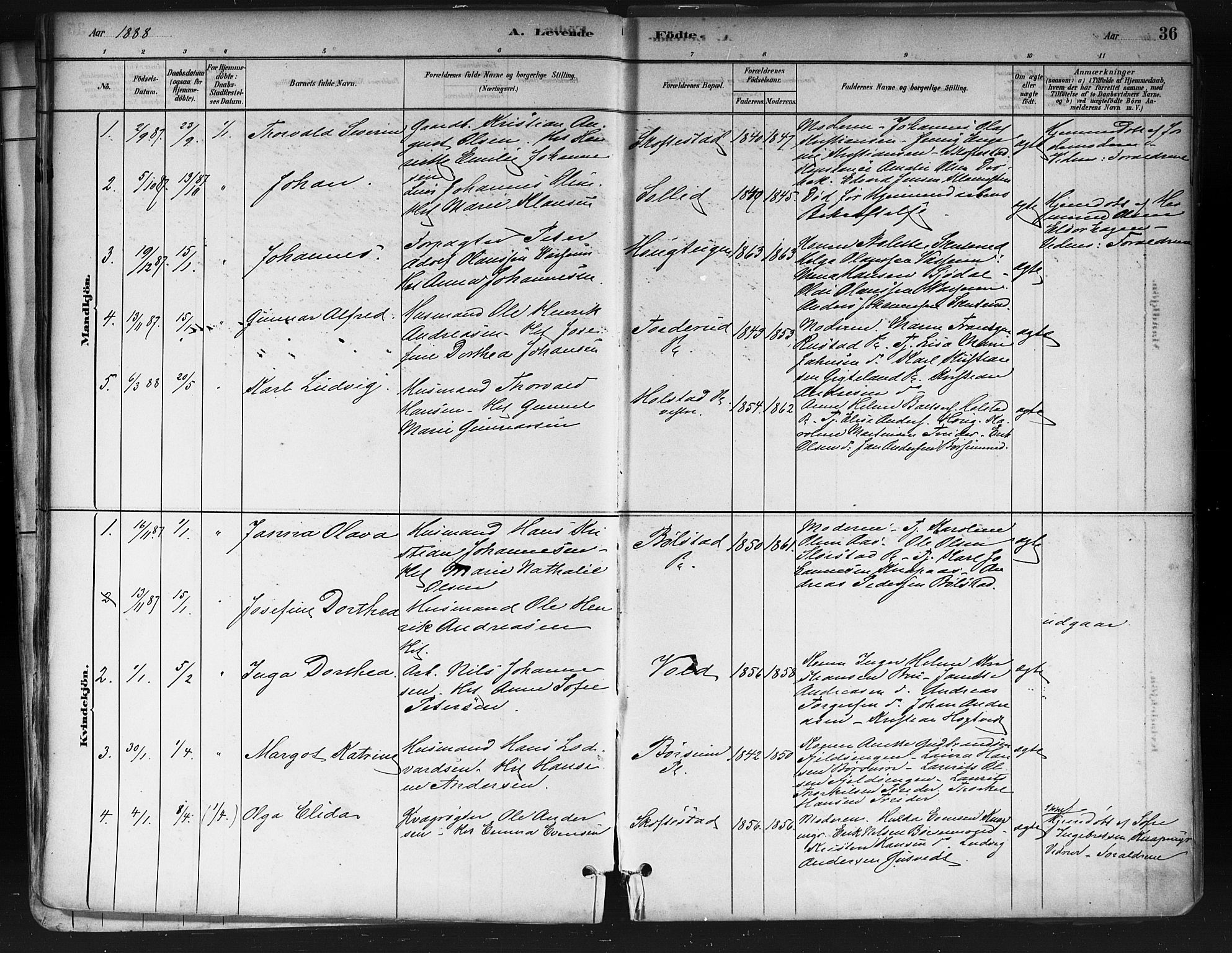 Ås prestekontor Kirkebøker, SAO/A-10894/F/Fa/L0009: Parish register (official) no. I 9, 1881-1900, p. 36
