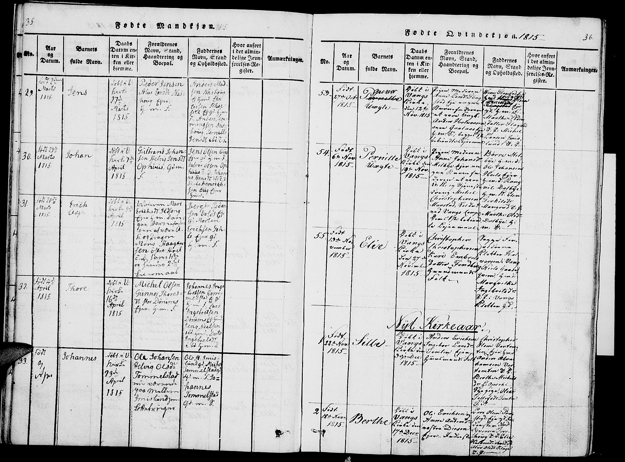 Vang prestekontor, Hedmark, SAH/PREST-008/H/Ha/Haa/L0007: Parish register (official) no. 7, 1813-1826, p. 35-36