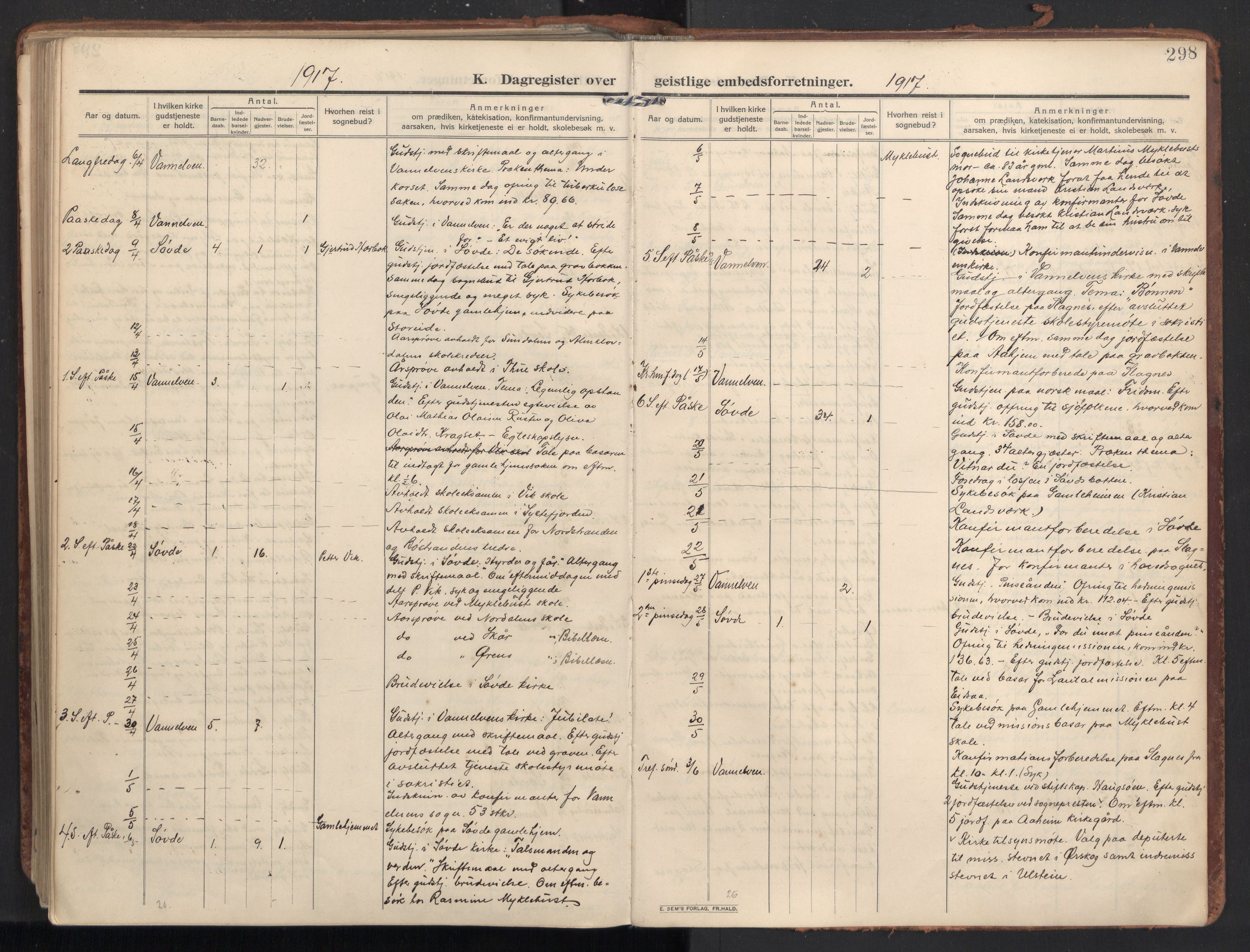 Ministerialprotokoller, klokkerbøker og fødselsregistre - Møre og Romsdal, AV/SAT-A-1454/502/L0026: Parish register (official) no. 502A04, 1909-1933, p. 298