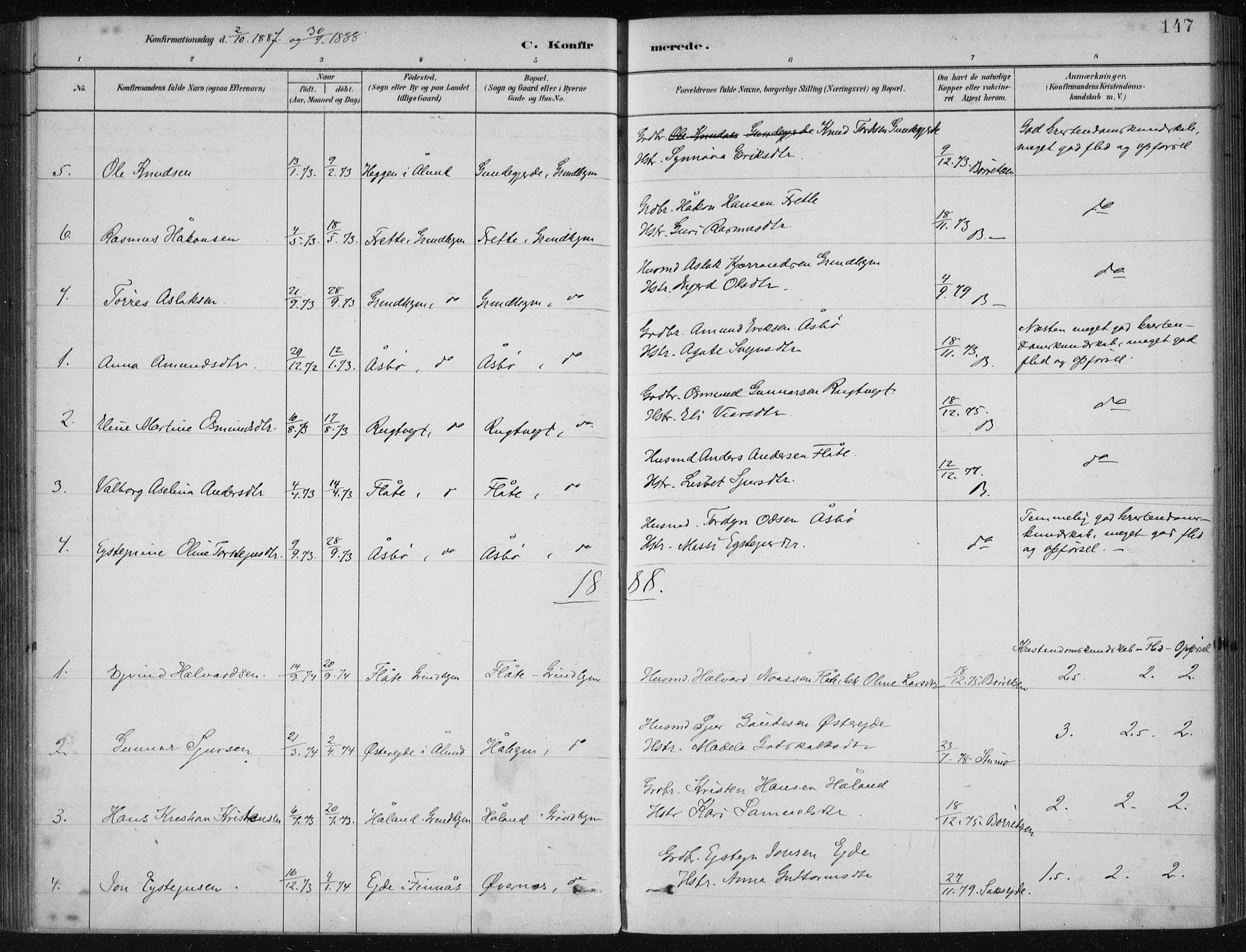 Etne sokneprestembete, SAB/A-75001/H/Haa: Parish register (official) no. D  1, 1879-1919, p. 147