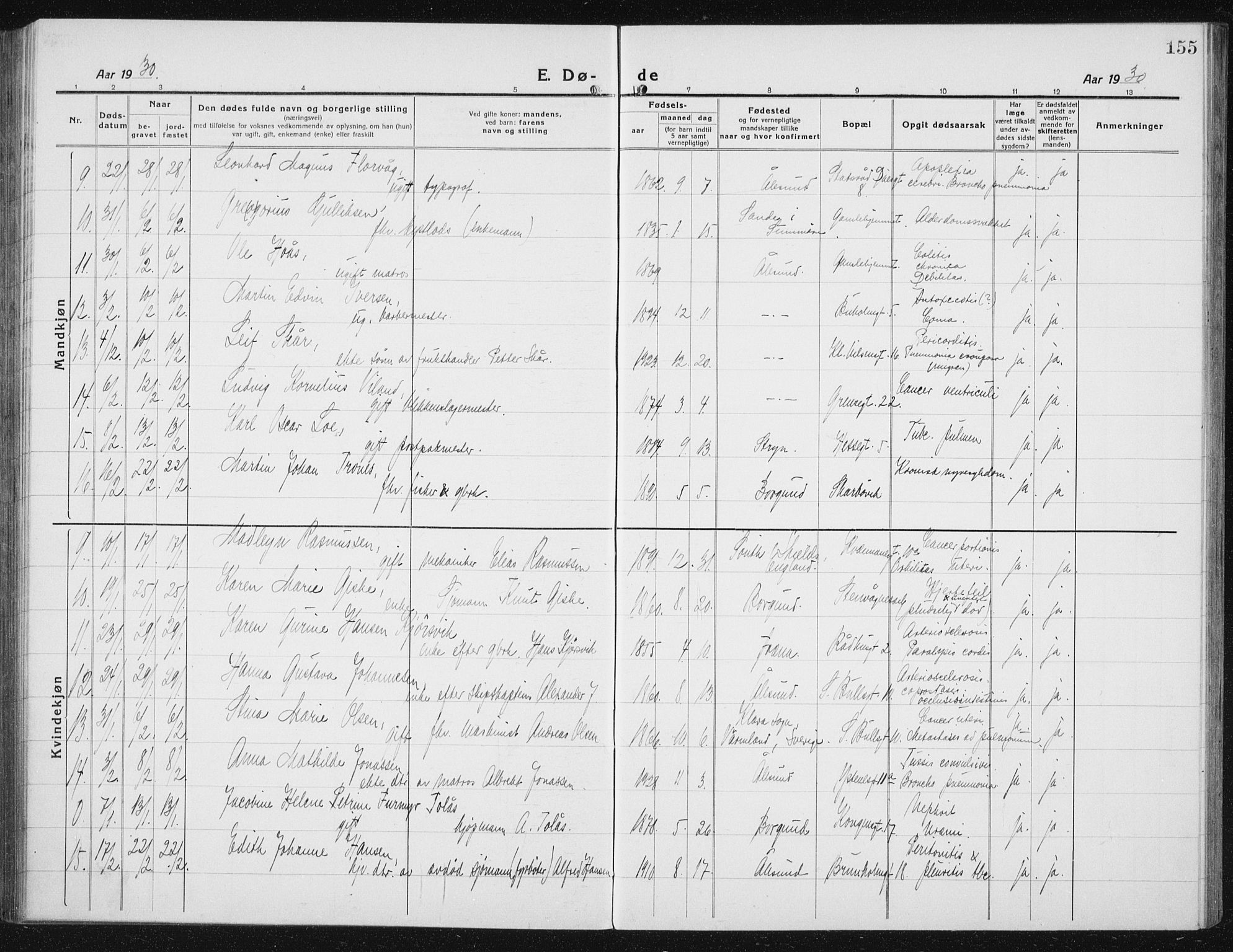 Ministerialprotokoller, klokkerbøker og fødselsregistre - Møre og Romsdal, SAT/A-1454/529/L0474: Parish register (copy) no. 529C11, 1918-1938, p. 155