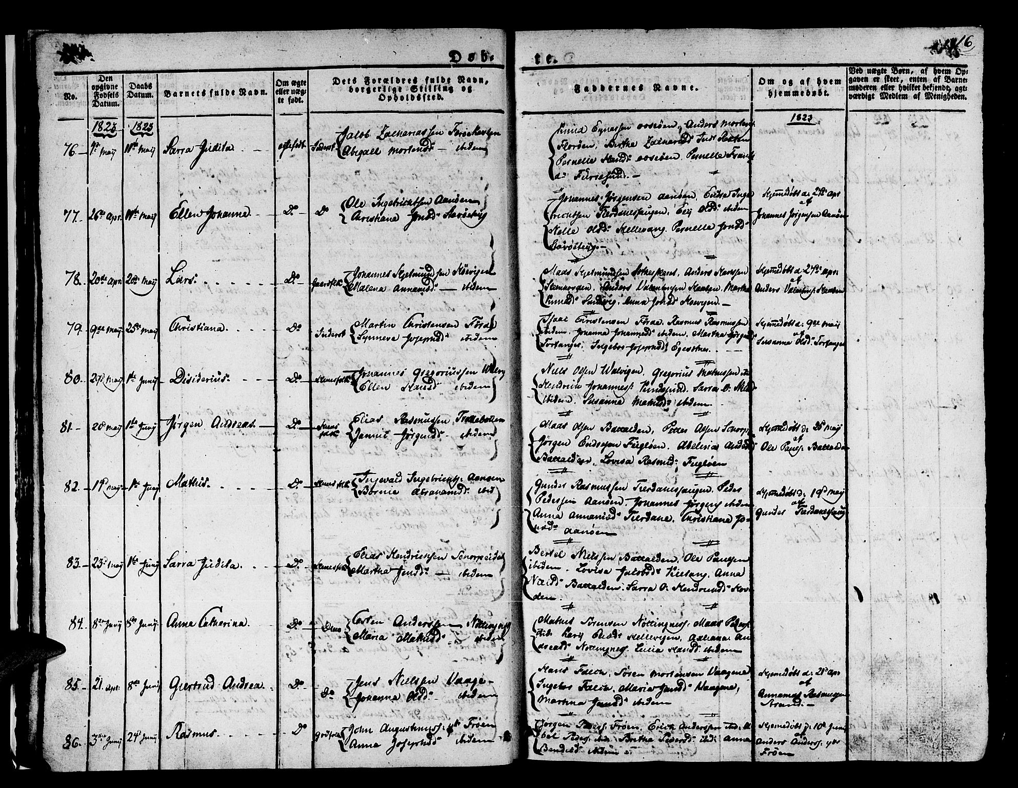 Kinn sokneprestembete, AV/SAB-A-80801/H/Haa/Haaa/L0004/0001: Parish register (official) no. A 4I, 1822-1840, p. 16