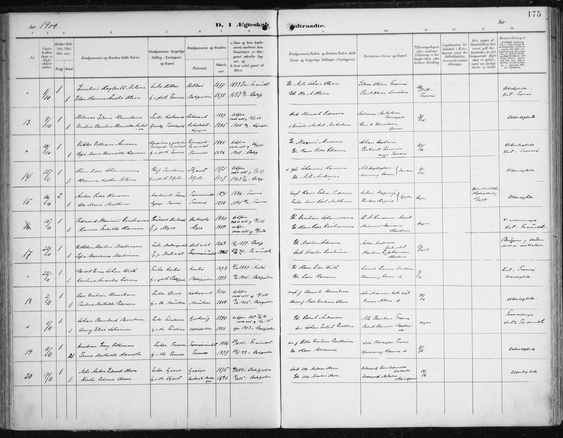 Balsfjord sokneprestembete, AV/SATØ-S-1303/G/Ga/L0006kirke: Parish register (official) no. 6, 1897-1909, p. 175