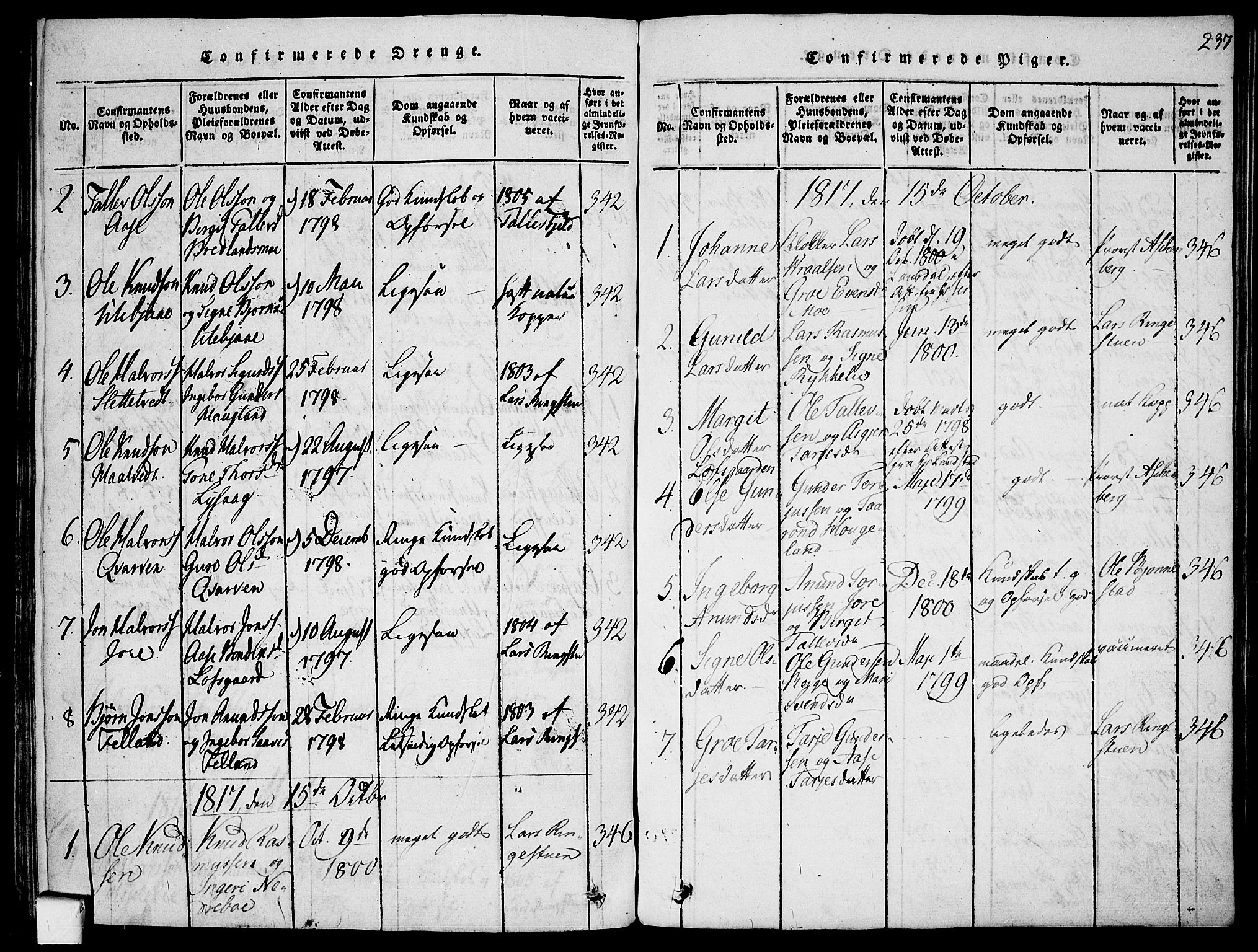 Mo kirkebøker, SAKO/A-286/F/Fa/L0004: Parish register (official) no. I 4, 1814-1844, p. 237