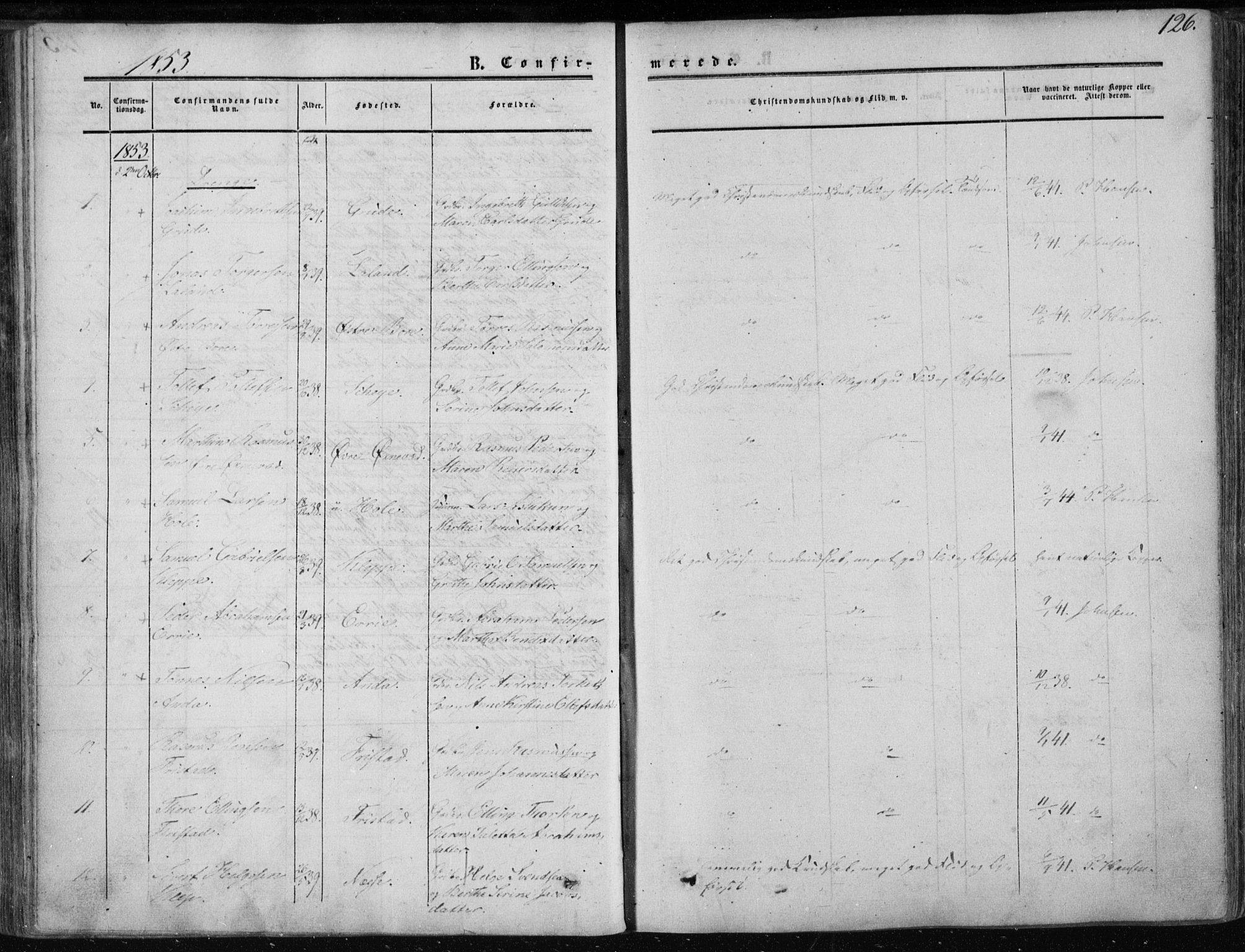 Klepp sokneprestkontor, AV/SAST-A-101803/001/3/30BA/L0005: Parish register (official) no. A 5, 1853-1870, p. 126